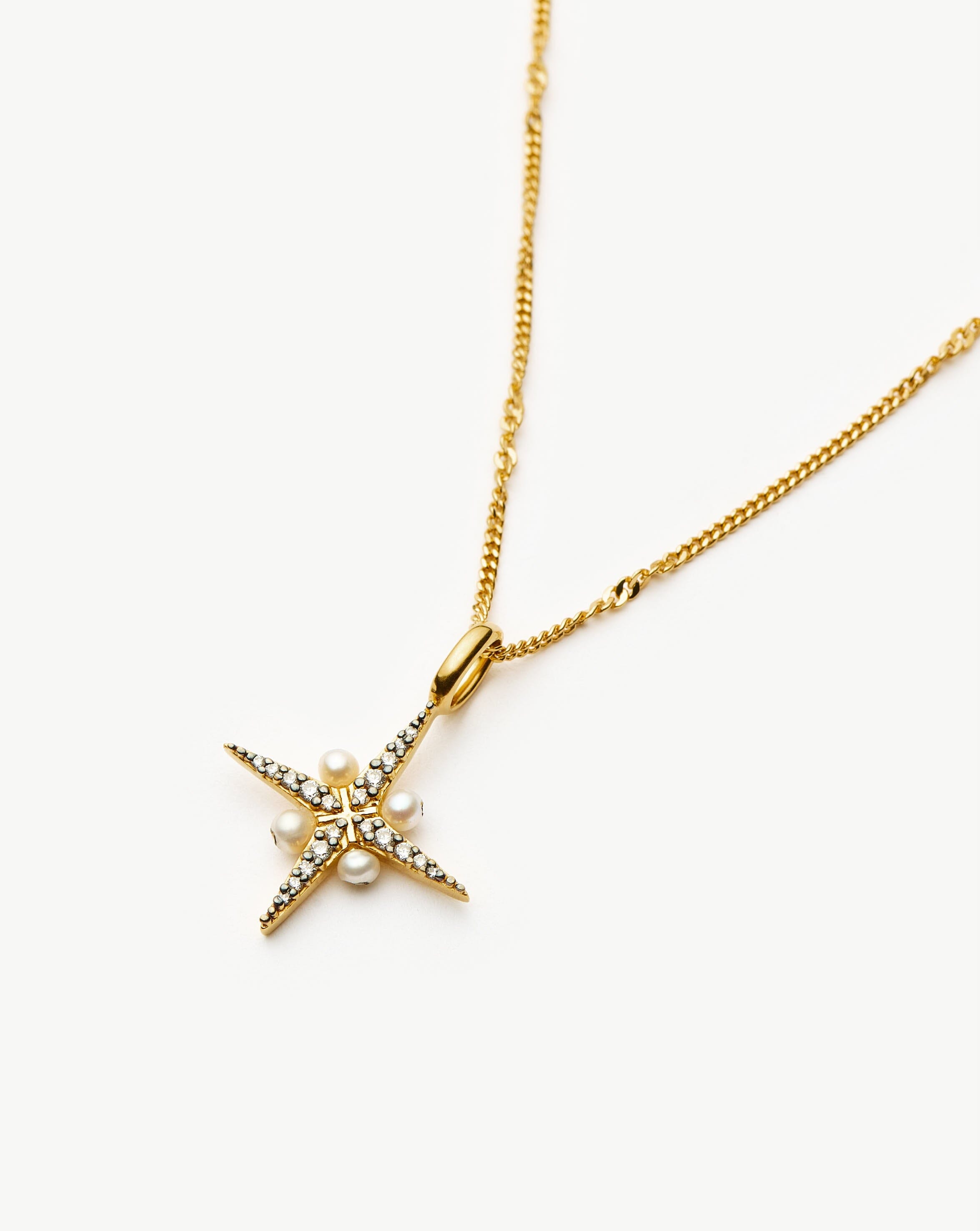 Harris Reed North Star Pearl Necklace - 18k Gold Vermeil & Genuine Pearl Jewelry for Women, Elegant Layering Necklace for Date Night, Wedding & Special Occasions
