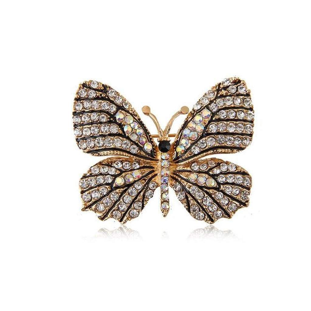 Elegant Rhinestone Crystal Gold Butterfly Brooch Pin for Women - Vintage Wedding Bridal Jewelry Gift - Perfect for Dresses, Scarves, Shawls & Clothing Accessories