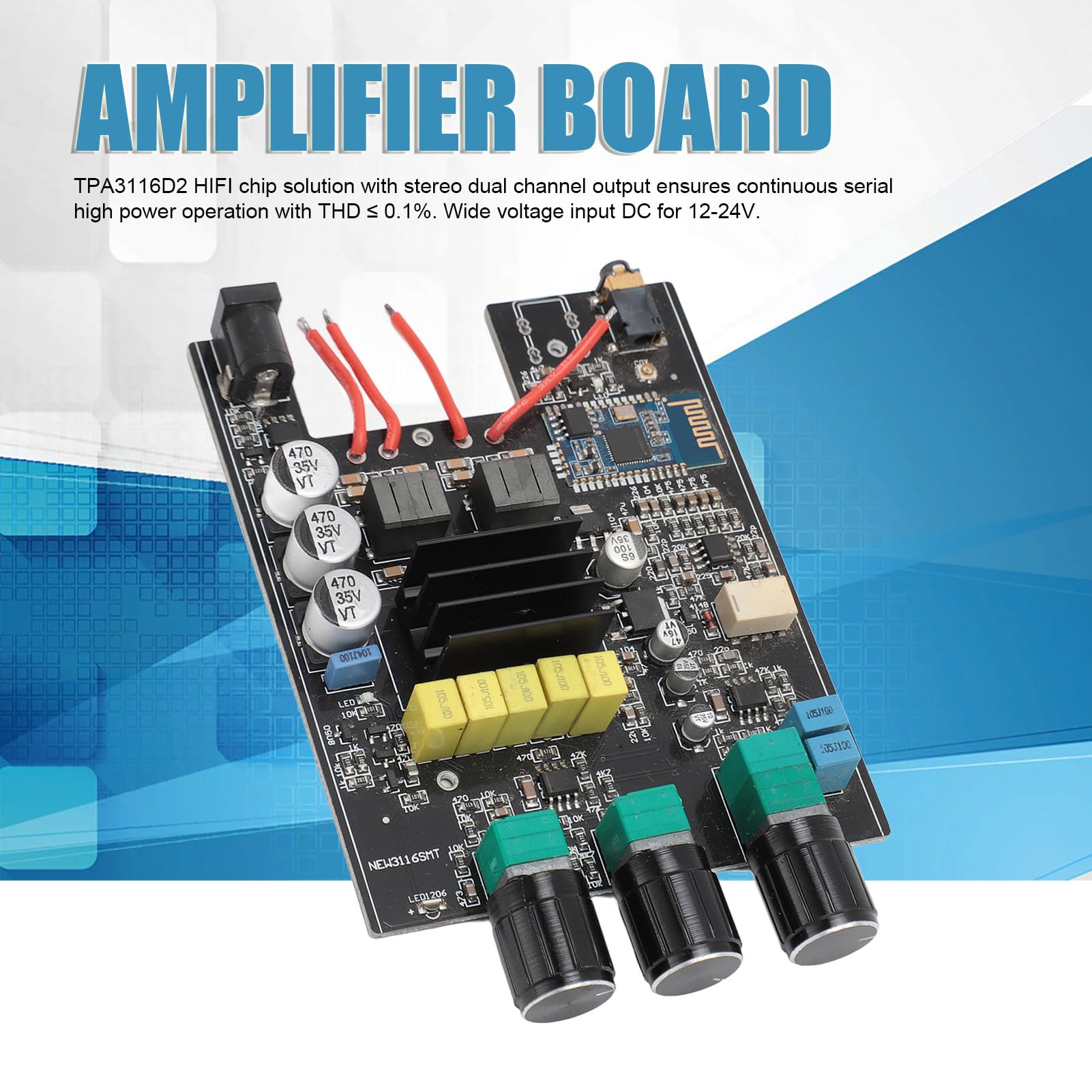 TDA3116D2 QCC3003 120W Dual Channel Bluetooth Amplifier Board, DIY Wireless Speaker Kit for PC, Home Theater, Car Audio, and Multimedia Systems