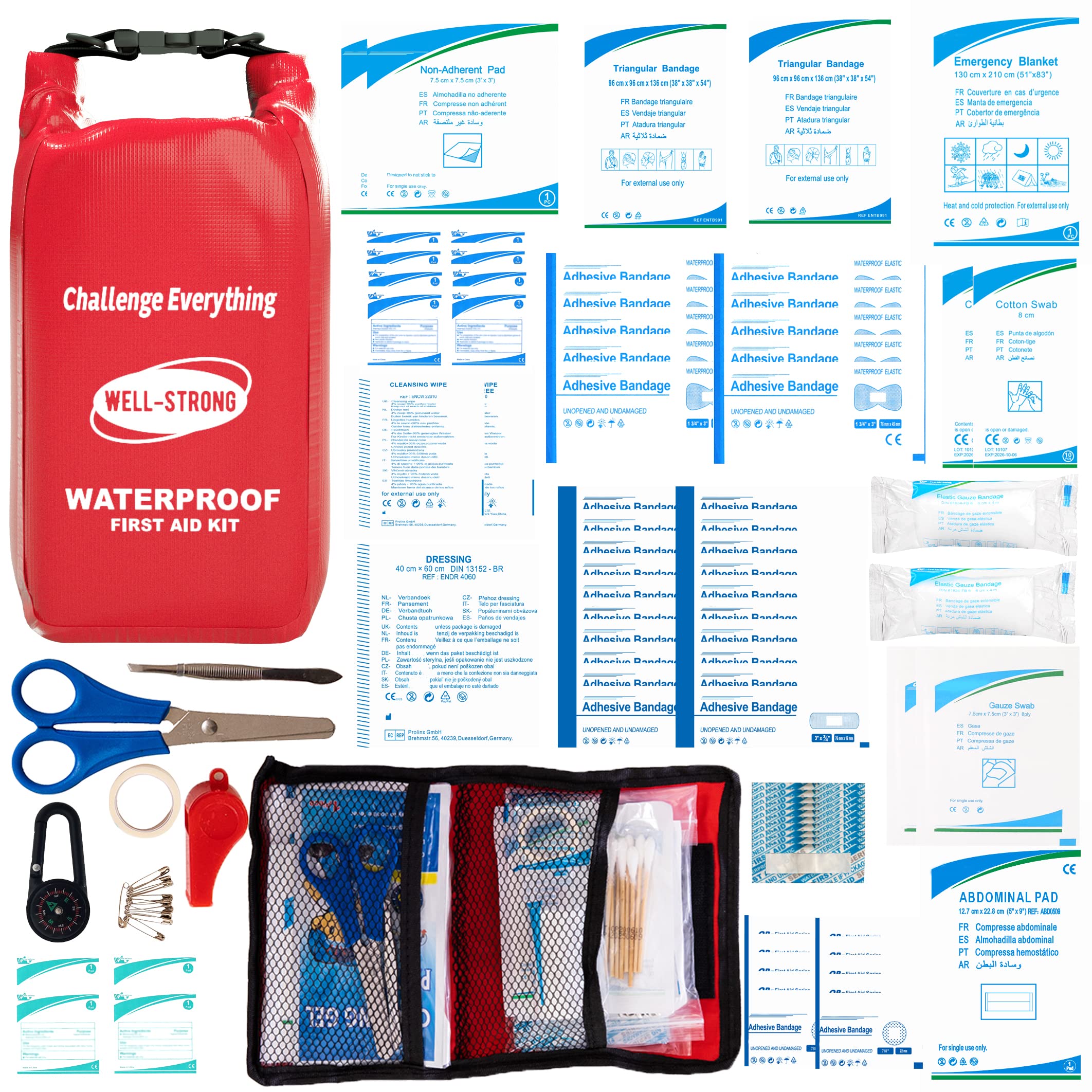 Waterproof First Aid Kit Roll Top - Emergency Medical Supplies for Boating, Camping & Outdoor Adventures | Compact & Durable First Aid Pouch with Waterproof Contents for Marine, Hiking & Travel Safety