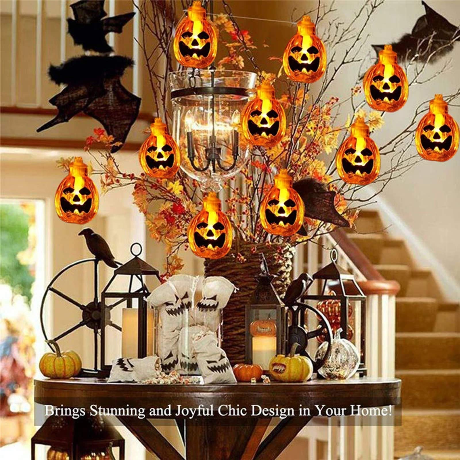 SNOMYRS 21ft Solar Pumpkin String Lights - 30 LED Waterproof Outdoor Halloween & Christmas Decorations for Patio, Garden, Yard, Gate - Perfect for Parties, Weddings, and Home Decoration