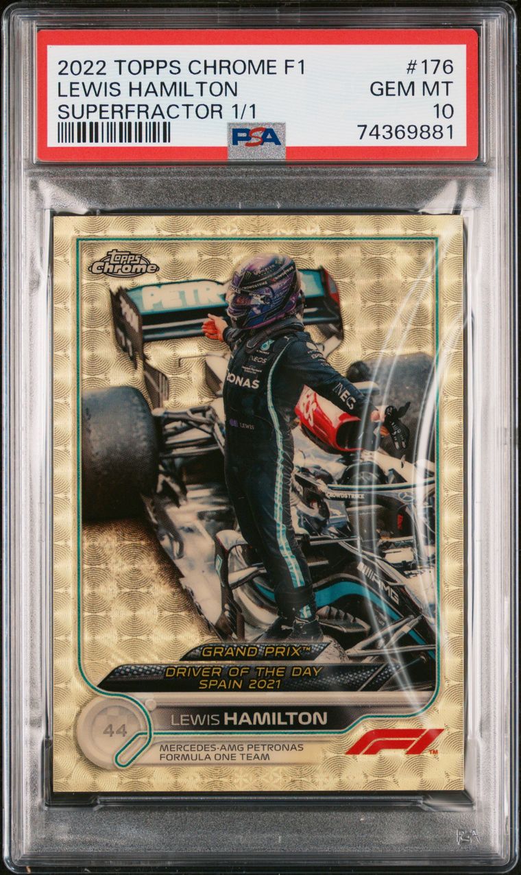 2022 Topps Chrome F1 Lewis Hamilton #176 Superfractor 1/1 PSA 10 - Rare Racing Card for Collectors & F1 Fans, Perfect for Display & Investment