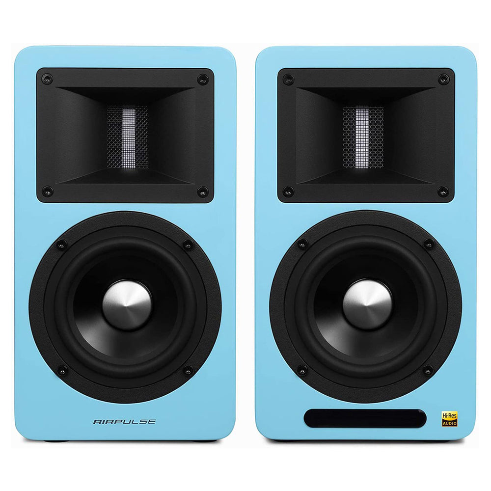 Airpulse A80 Active Bookshelf Speakers - High-Fidelity Bluetooth Speaker System with Premium Sound (Blue) - Perfect for Home Audio, Studio Monitoring & Gaming Setup