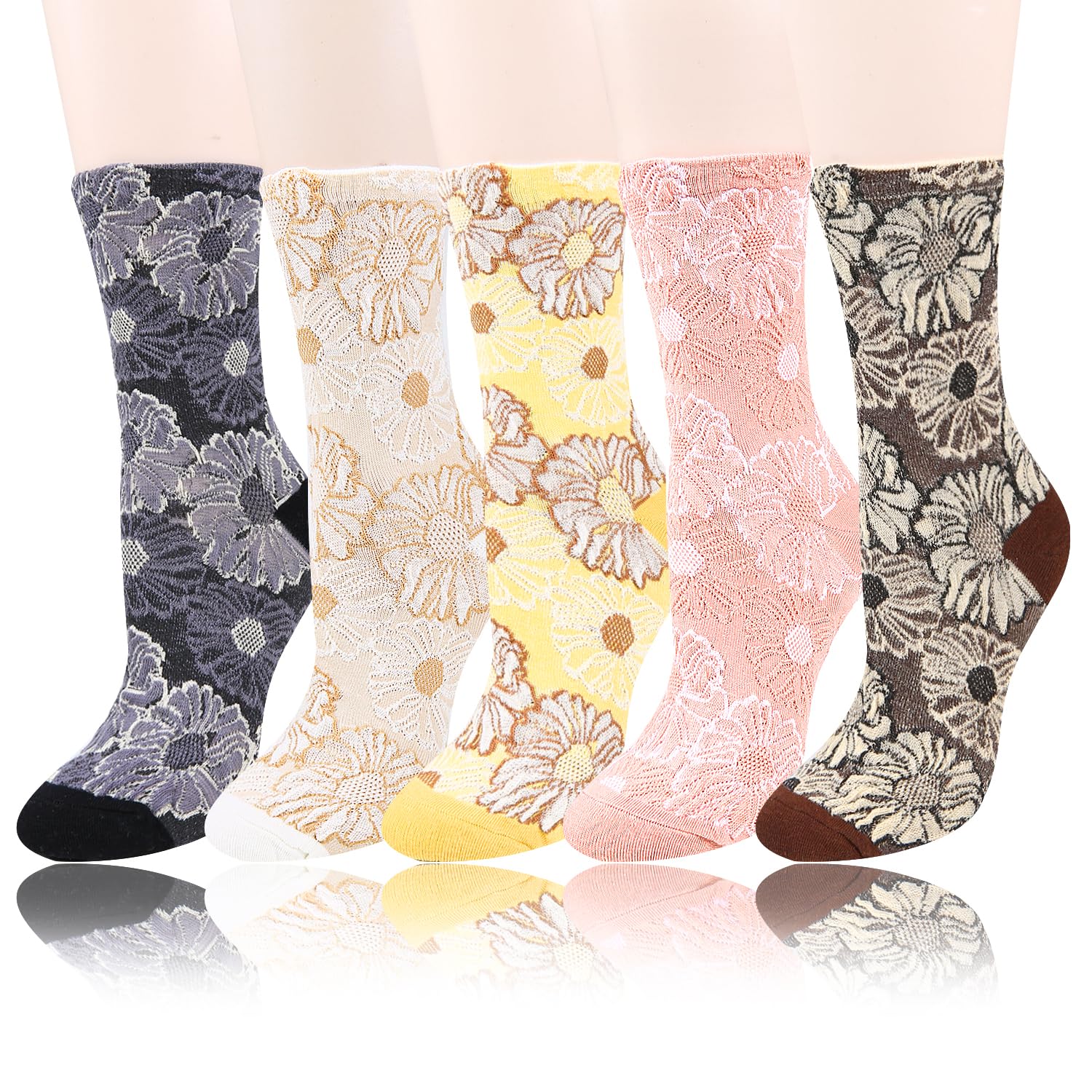 Benefeet Women's Funny Animal Crew Socks - Cute Floral Cotton Socks for Casual Wear