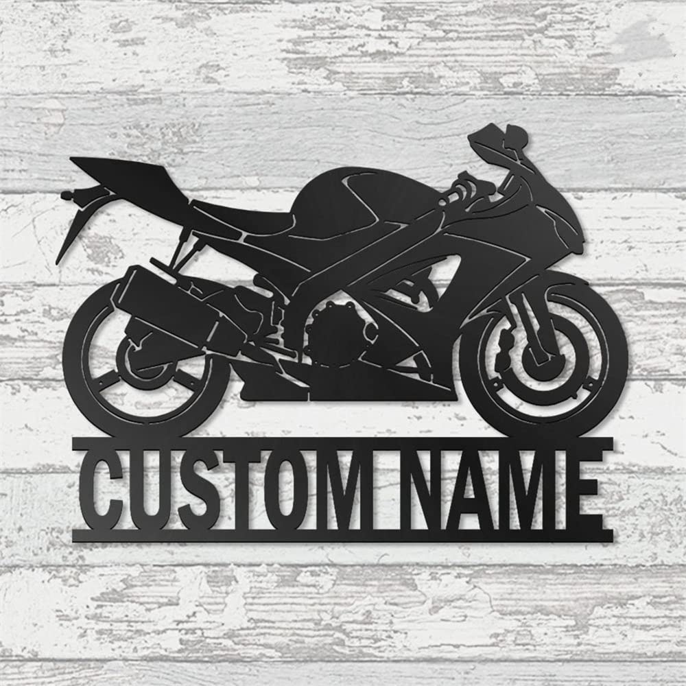 Custom Metal Motorcycle Sign - Personalized Motocross Wall Art for Garage & Home Decor - 8 Inch Dirt Bike Name Plaque - Perfect Gift for Bikers, Living Room Decor & Housewarming Present - Ideal for Motorcycle Enthusiasts & Man Cave Decorations