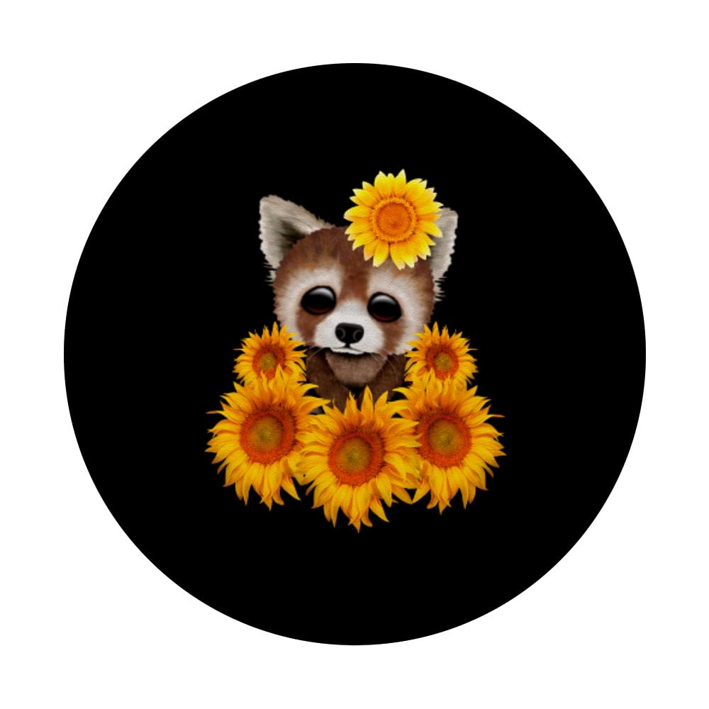 Adorable Red Panda with Sunflowers Design - Standard PopGrip Phone Grip & Stand | Perfect for Smartphones, Tablets, and Daily Use