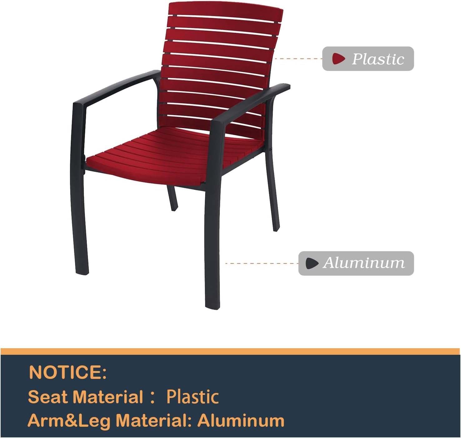 5-Piece Outdoor Patio Dining Set - 4 Stackable Aluminum & Plastic Chairs with 35