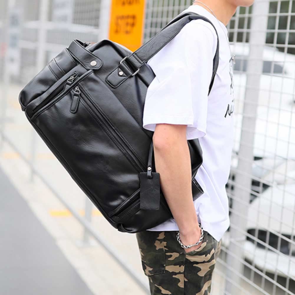 Vintage Leather Messenger Bag for Men - 18 Inch Large Capacity Retro Shoulder Bag, Full Grain Leather Travel Backpack & Handbag - Perfect for Daily Commute, Business Travel, Christmas Gift (Black)
