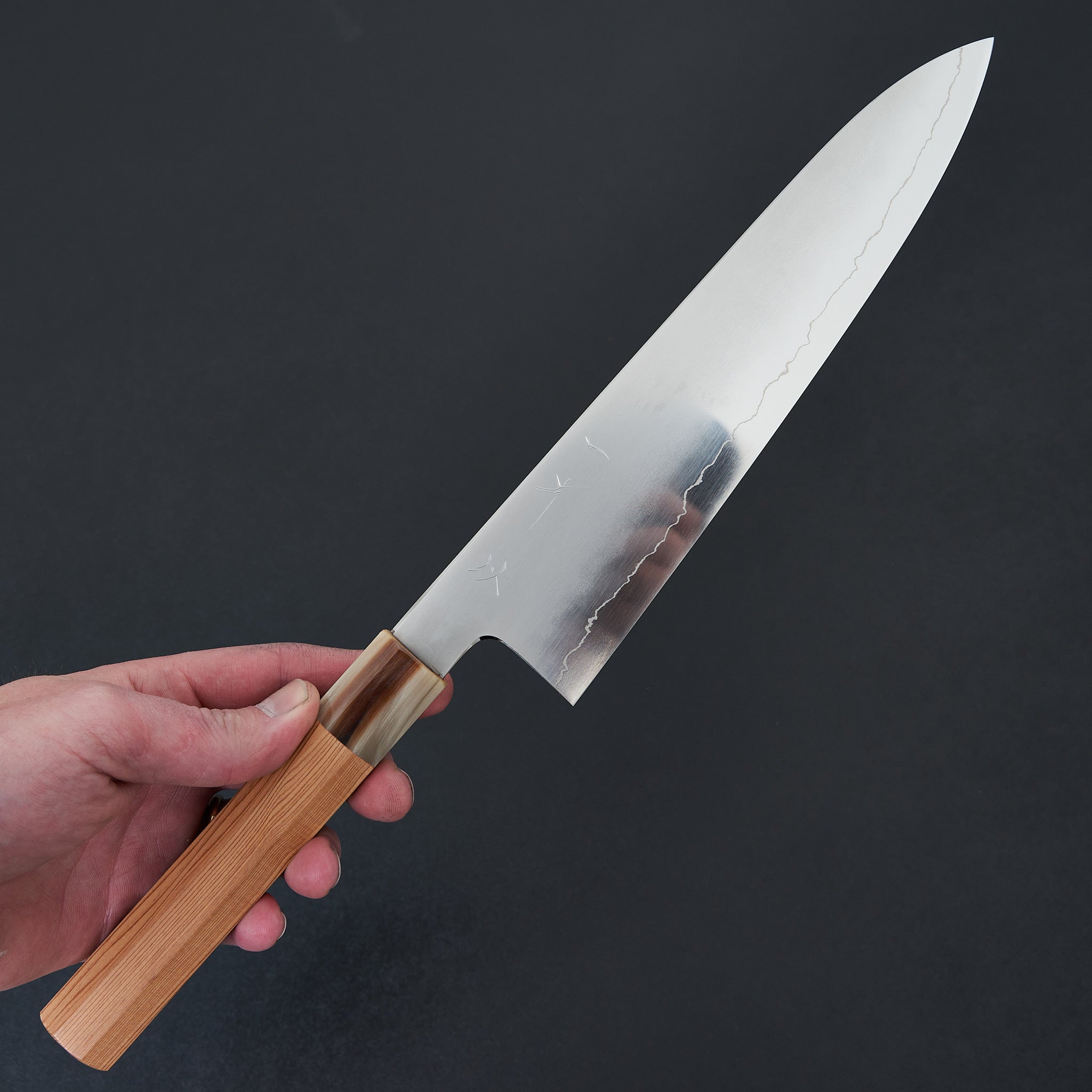 Hitohira Kikuchiyo Izo Silver #3 Gyuto 240mm Japanese Chef Knife with Yakusugi Cedar Handle - Perfect for Sushi, Meat Cutting & Professional Kitchen Use
