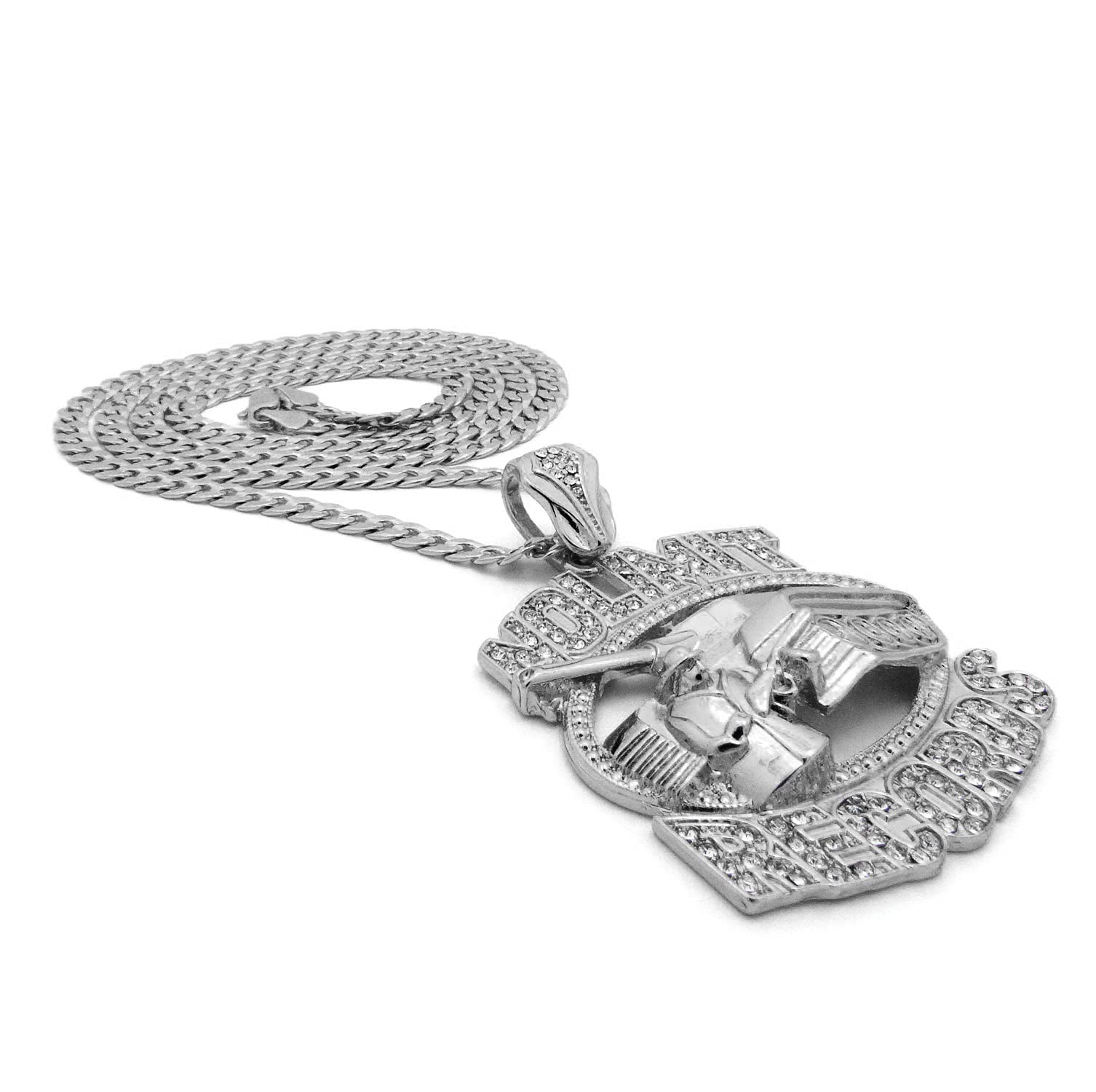 Iced Out No Limit Records Pendant Cuban Chain Necklace - 925 Sterling Silver Hip Hop Jewelry for Men | Perfect for Rappers, Music Lovers & Streetwear Fashion