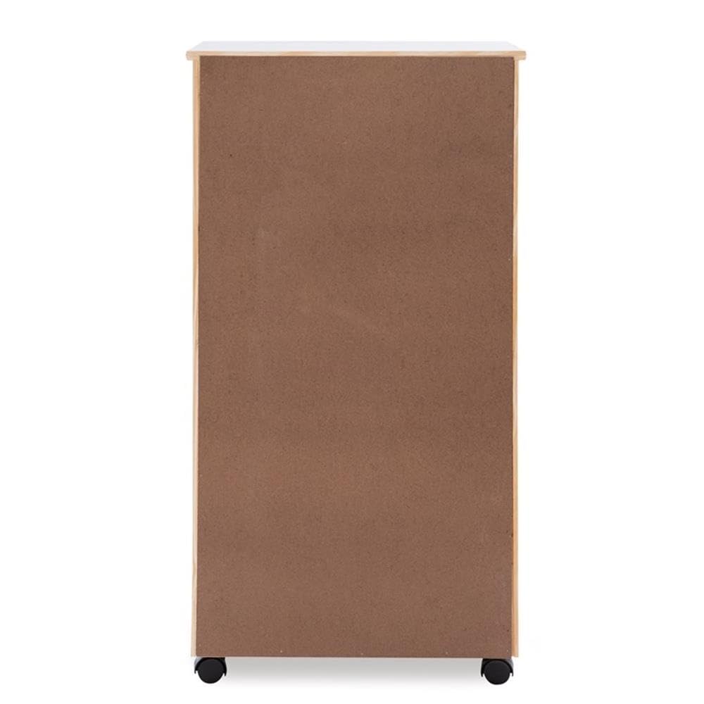8-Drawer White Wash Wood Storage Cart - Transitional Style Organizer for Bedroom, Bathroom, or Office Storage