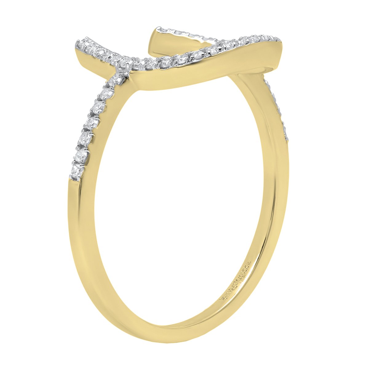 Dazzlingrock Collection 0.15 Carat 10K Solid Gold Round White Diamond Women's Horseshoe Engagement Ring - Perfect for Proposals, Anniversaries & Bridal Jewelry Gifts