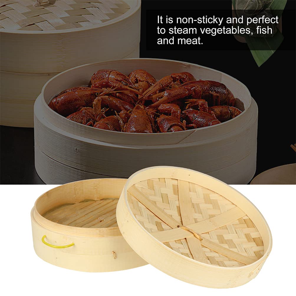 DOITOOL Asian Bamboo Steamer Basket - 3-Layer Dumpling Steamer for Buns, Rice & Dim Sum - Perfect for Home Cooking, Meal Prep & Asian Cuisine