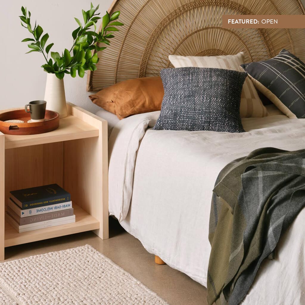 Premium Hinoki Wood Nightstand - Natural Japanese Cypress Bedside Table with Drawer for Bedroom, Living Room & Guest Room Decor
