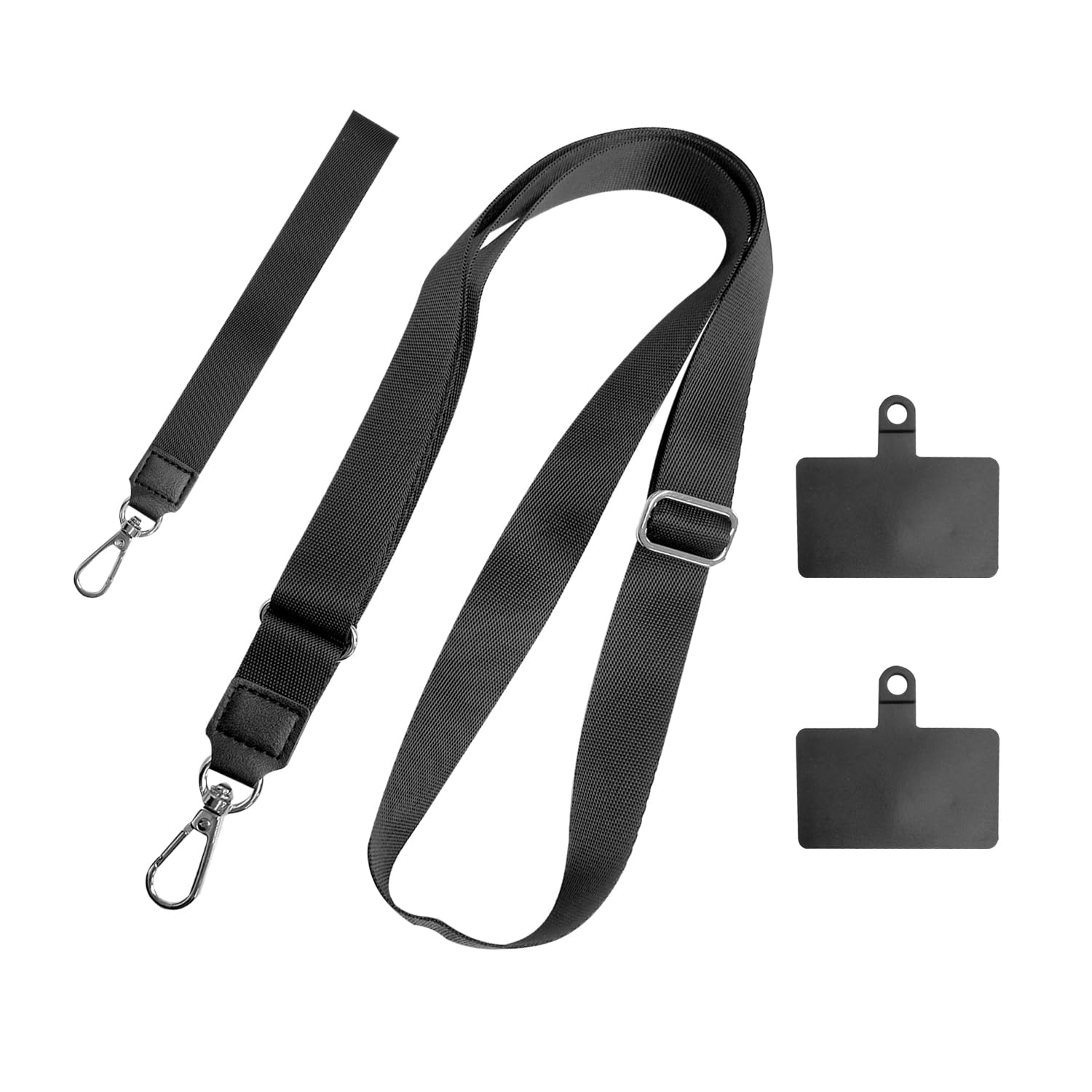 COACOM 2 Pack Black Phone Lanyard with Square Spacer - Adjustable Anti-Loss Universal Phone Strap for Smartphones - Perfect for Work, Travel, and Events