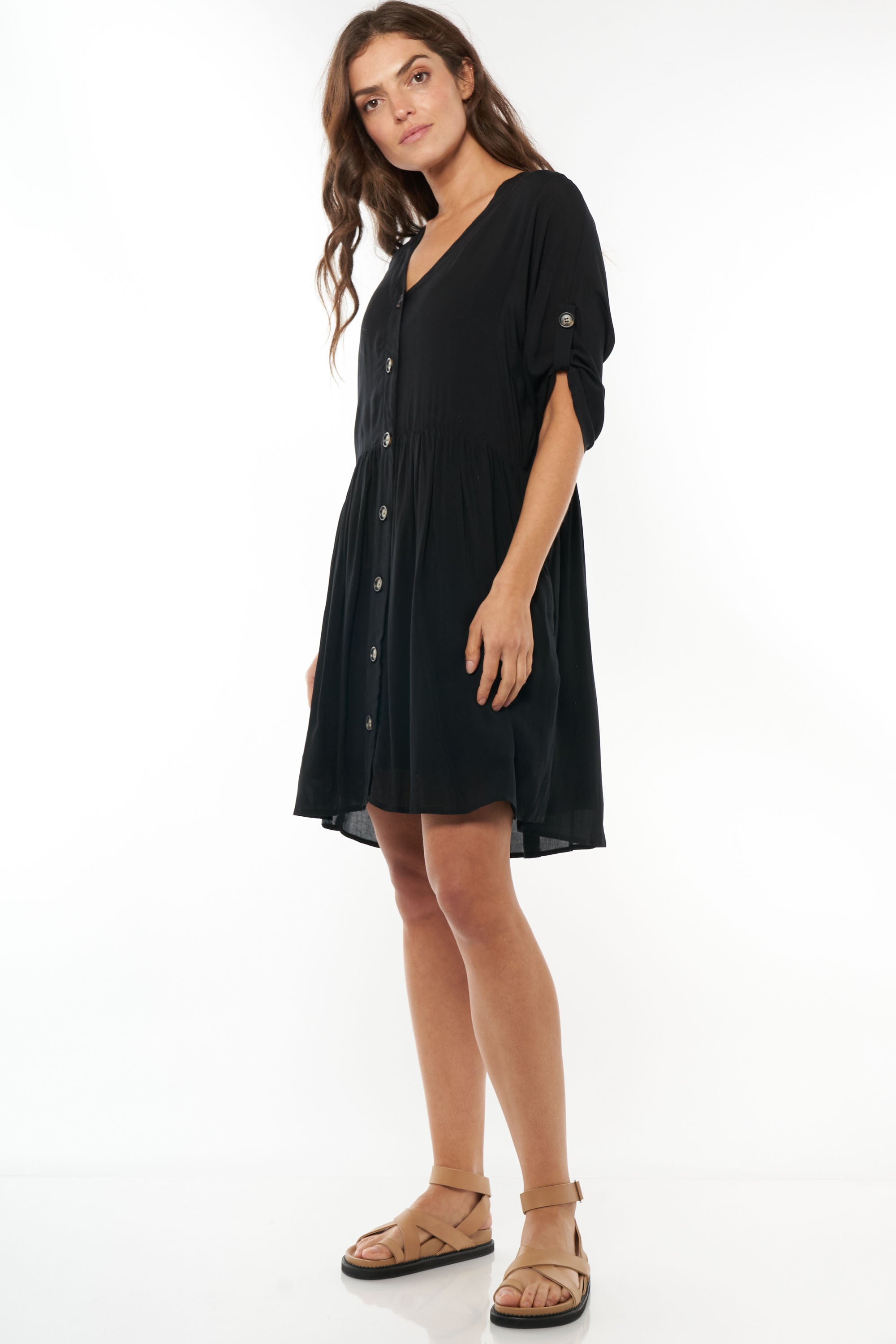 Stylish Sunrise Button Front Dress for Women - Floral Print Midi Dress with Pockets | Perfect for Casual Outings, Brunch Dates & Summer Vacations