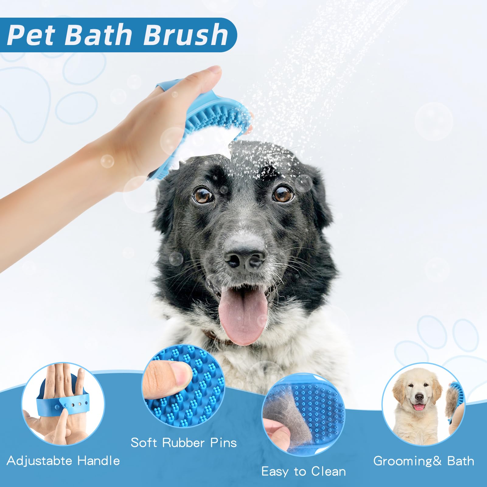 Premium 6-Piece Dog Grooming Kit - Shedding Brush, Dematting Comb, Nail Clipper with File, Flea Comb & Bath Brush for Dogs & Cats | Blue Pet Care Set for Home Grooming & Shed Control