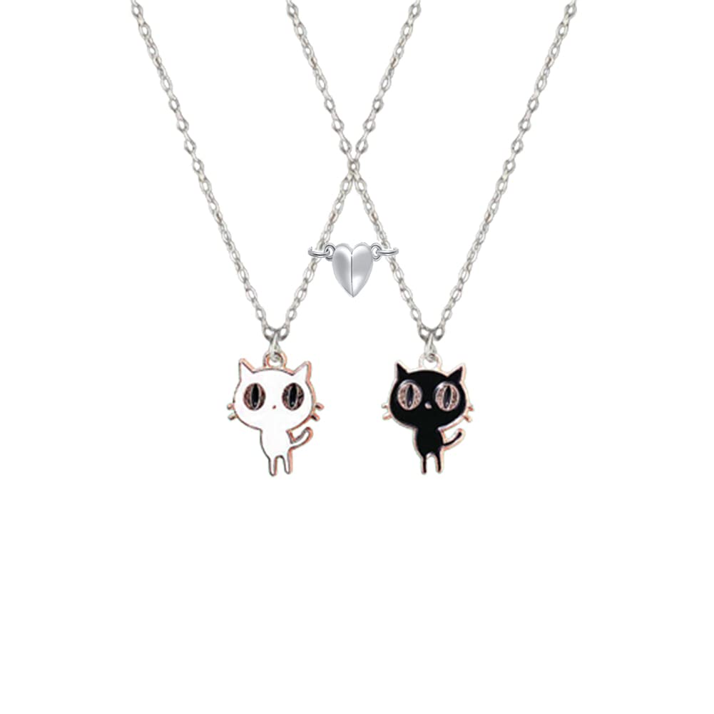 Best Friend BFF Necklace for Women & Men - Cute Black & White Dog & Cat Jewelry for Couples, Friends, and Family - Perfect Gift for Birthdays, Anniversaries, and Valentine's Day