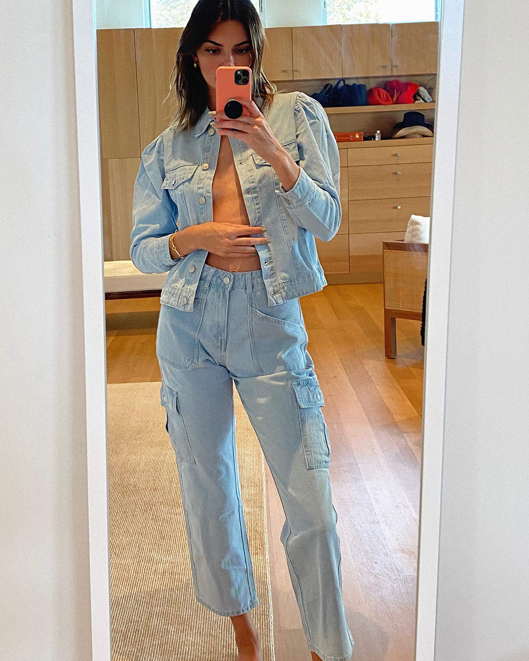 KENDALL + KYLIE Women's Cargo Pants - High Waisted Casual Trousers with Pockets | Amazon Exclusive | Perfect for Streetwear, Work & Travel Outfits