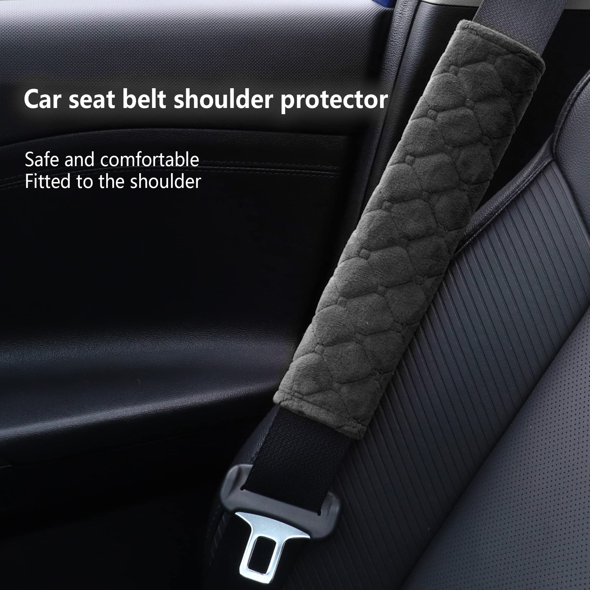 Turcee 2 Pack Soft Car Seat Belt Covers - Anti-Friction Comfortable Driving Accessories for Men, Women & Kids - Universal Fit for All Vehicles - Perfect for Long Road Trips & Daily Commute (Black)