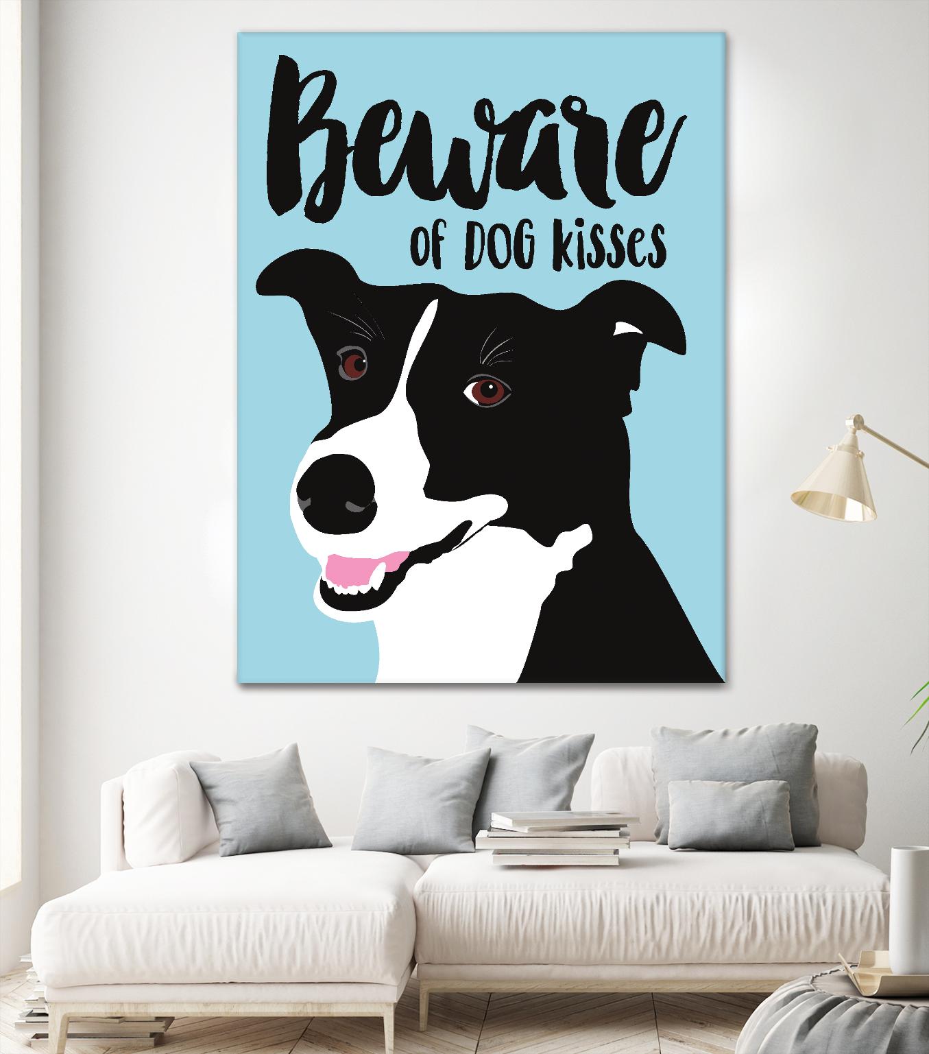 Beware of Dog Kisses Funny Warning Sign - Pet Safety Decal for Doors & Windows - Perfect for Dog Lovers & Home Security