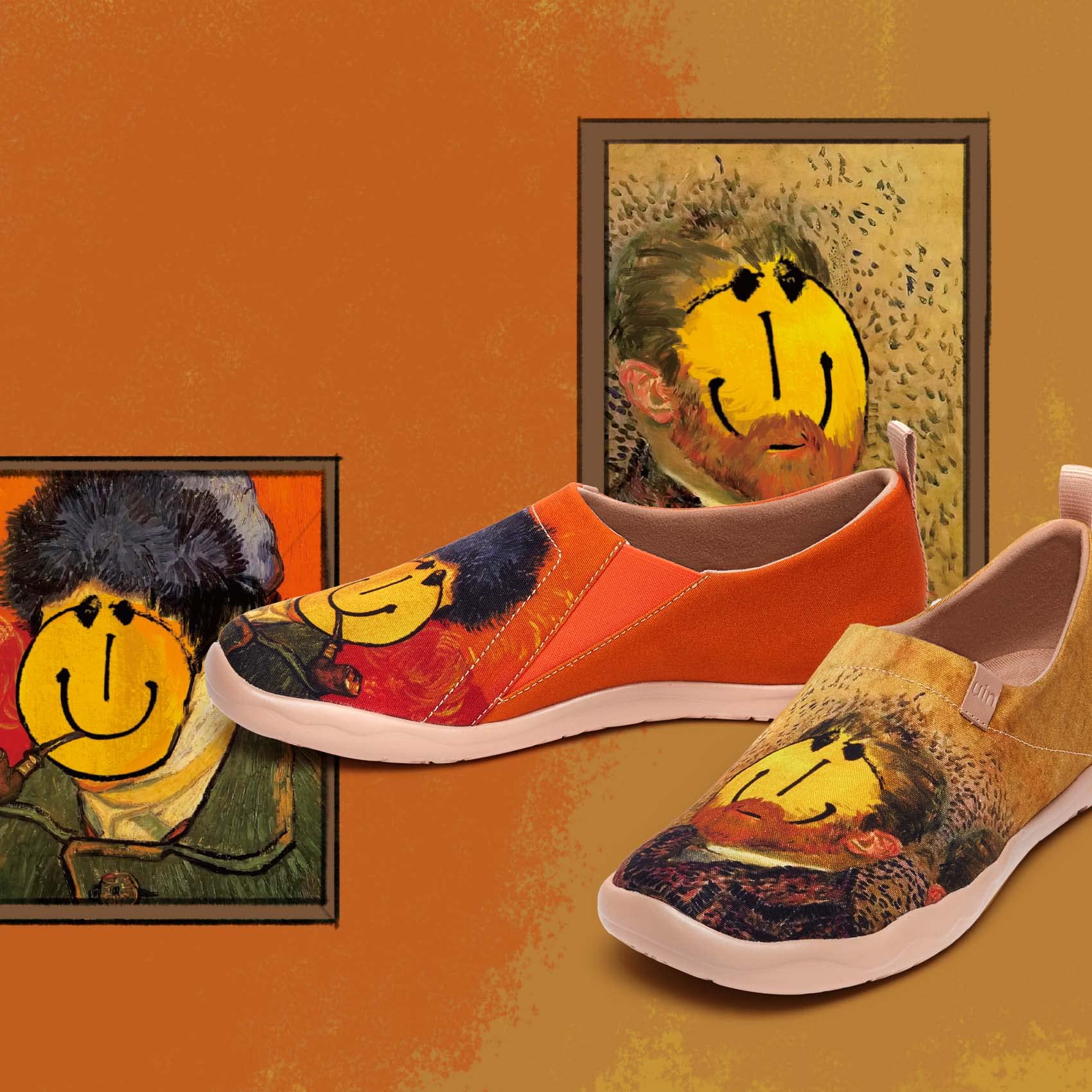 UIN Men's Slip-On Canvas Sneakers - Lightweight Comfortable Walking Shoes for Casual Wear & Travel - Hand-Painted Artistic Loafers for Everyday Use, Work & Outdoor Activities