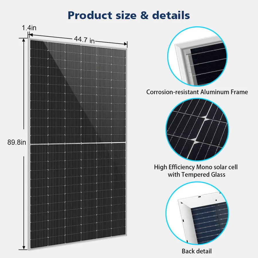 SunGoldPower 560W Bifacial PERC Monocrystalline Solar Panel - High Efficiency Solar Panel for Home, RV, and Off-Grid Power - Perfect for Residential, Commercial, and Outdoor Energy Needs