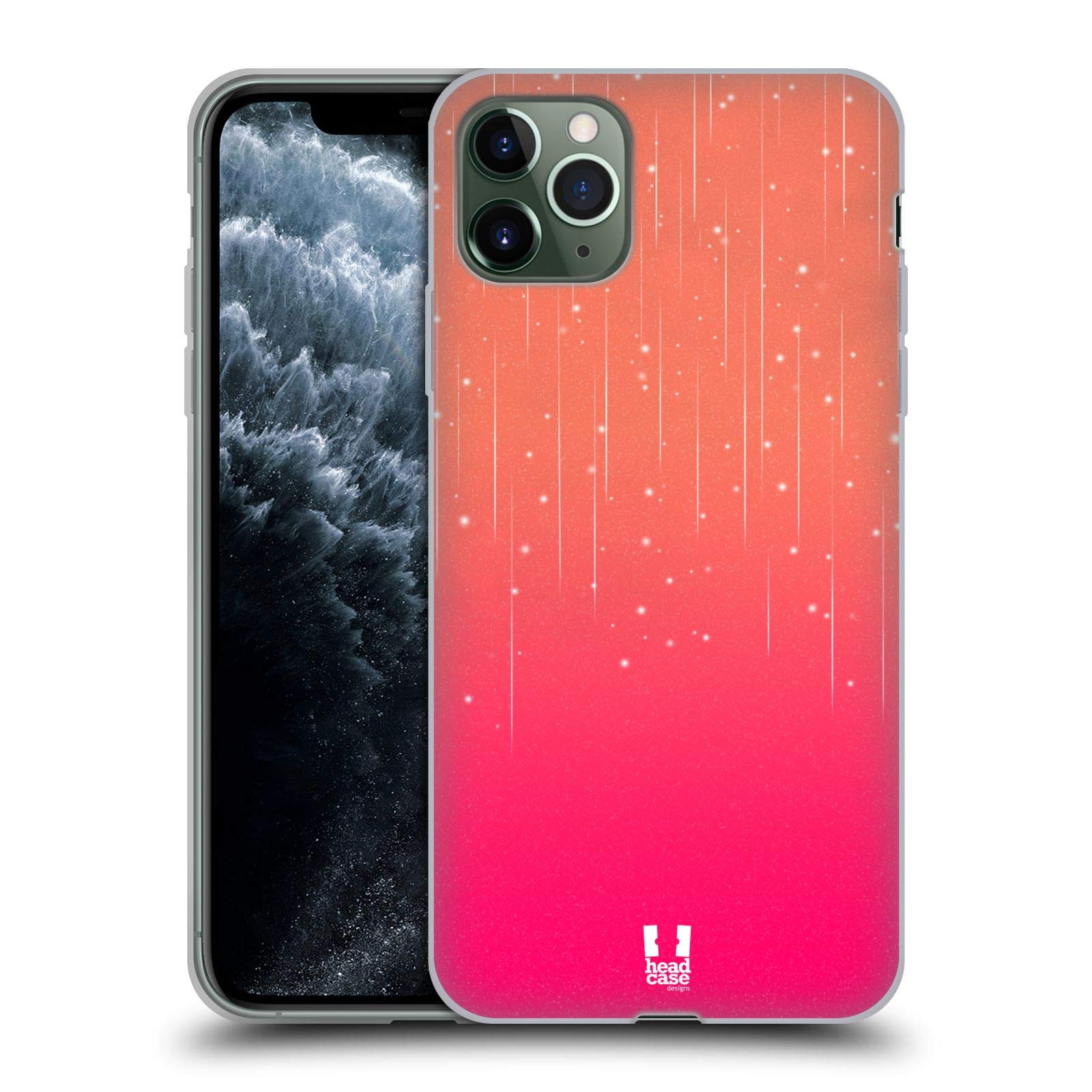 Peach Pink Neon Rain Ombre Soft Gel Phone Case for Apple iPhone 11 Pro Max - Durable Protective Cover with Stylish Design, Perfect for Everyday Use, Travel, and Outdoor Activities