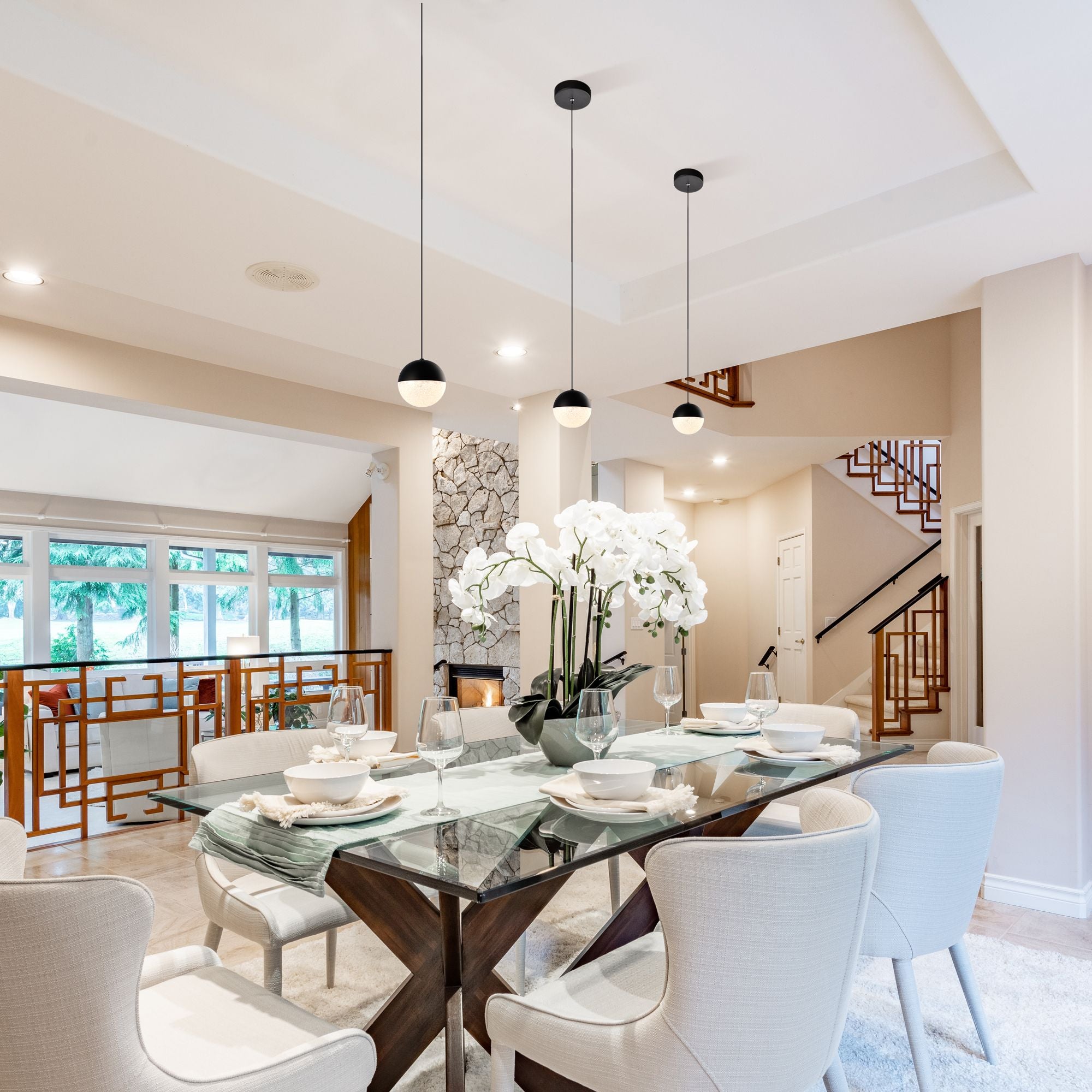 VONN Ravello 5-Light Black LED Pendant Lighting Fixture - Modern Integrated LED Chandelier for Dining Room, Kitchen Island & Living Room Decor