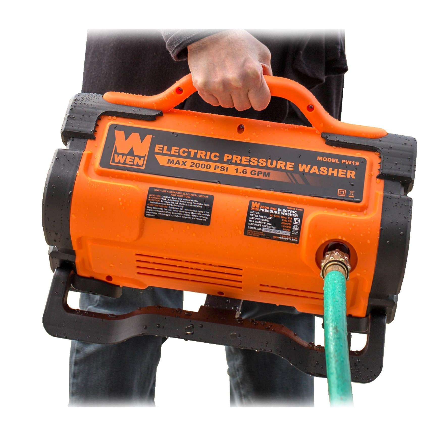WEN PW1900 Electric Pressure Washer - 2000 PSI, 1.6 GPM, 13 Amp with Variable Flow Control | Perfect for Home Cleaning, Driveway Washing, and Outdoor Surface Maintenance