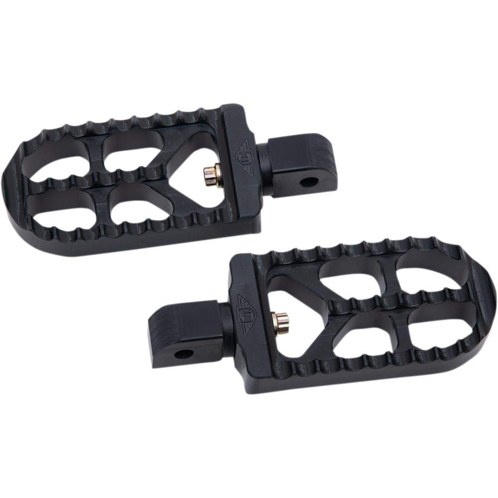 Joker Machine 08-56-7B Adjustable Serrated Long Footpegs - Black Anodized Motorcycle Pegs for Harley, Cruiser & Chopper - Enhanced Comfort & Control for Long Rides