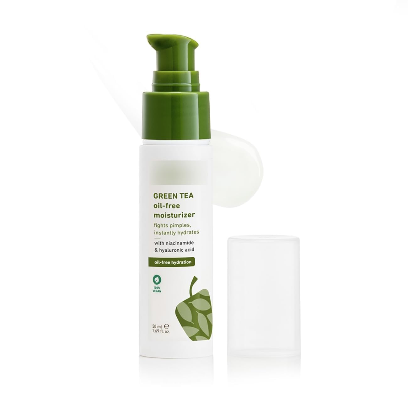 Oil-Free Green Tea Face Moisturizer with Niacinamide & Hyaluronic Acid - Acne Fighting, Hydrating & Brightening Facial Cream for Oily & Combination Skin - Lightweight, Non-Sticky Formula for Day & Night Use - 50ml