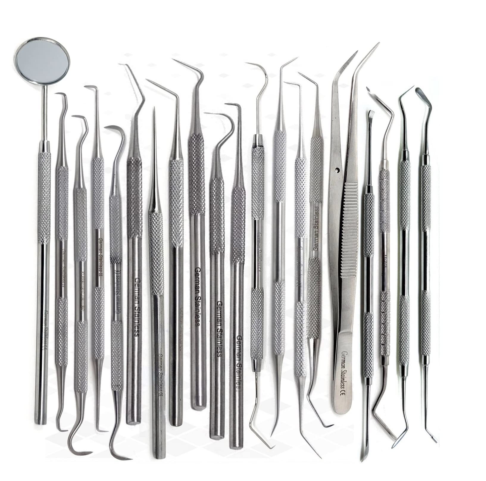 Premium Stainless Steel Dental Probe & Scaler Set - Double Ended Scraper & Explorer Kit for Dentists (20-Piece) - Perfect for Dental Clinics, Oral Exams & Tartar Removal