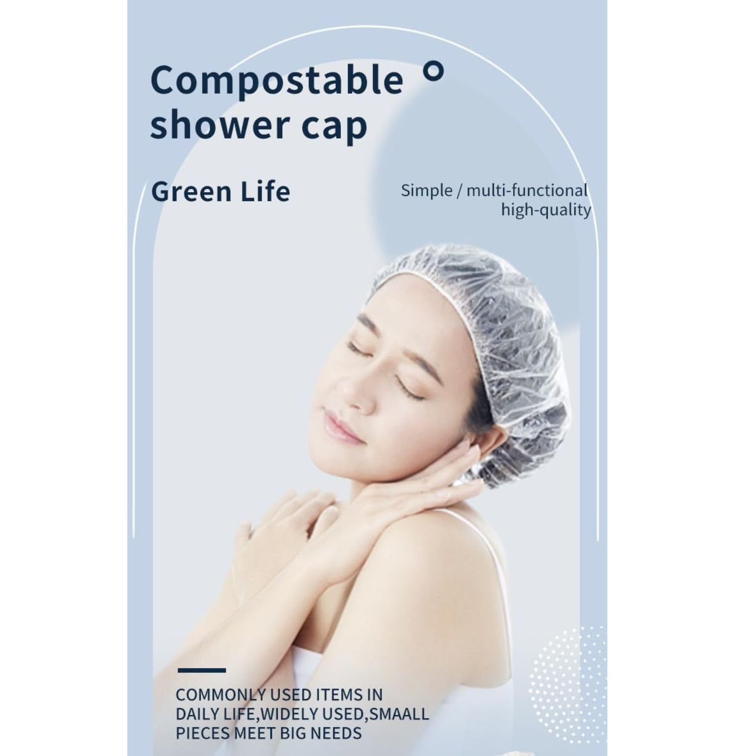 Giffy 100 Pack Disposable Shower Caps - Oil Proof & Waterproof Hair Cover for Spa, Salon, Hair Dye, Hotel Use - One Size Fits All Men & Women - Perfect for Bathing, Kitchen Storage & Travel Essentials