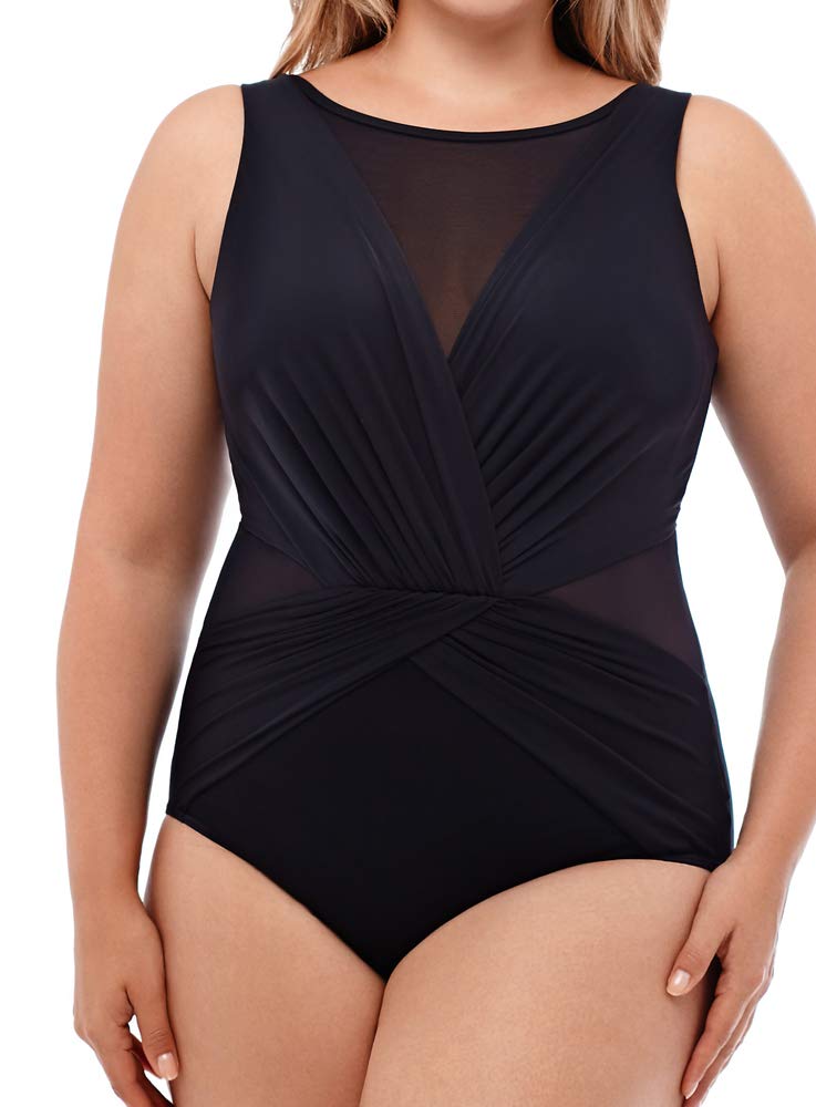Miraclesuit Women's Plus Size One Piece Swimsuit - High Neck Tummy Control Bathing Suit with Soft Cup for Shapewear & Swimwear | Perfect for Beach Vacations, Pool Parties & Water Aerobics