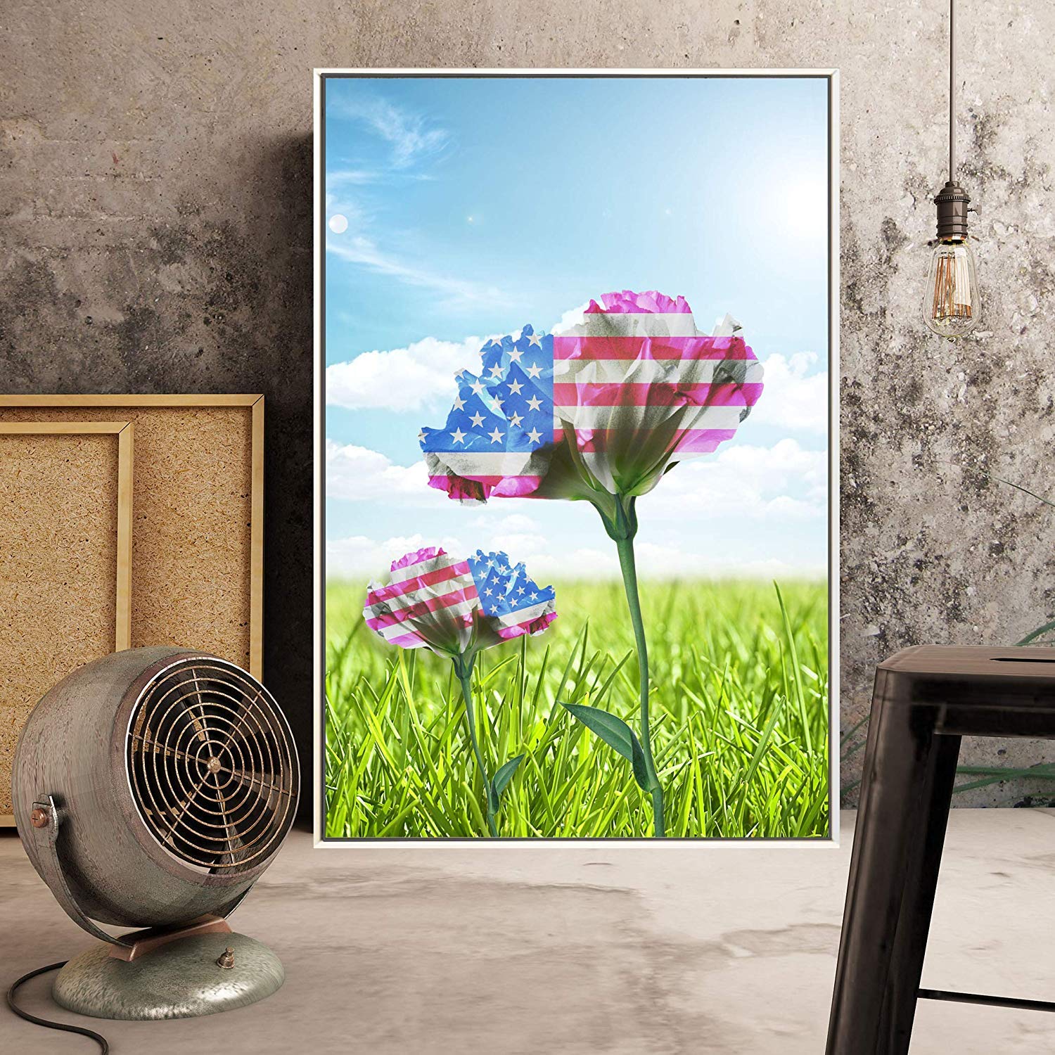 Floating Framed Canvas Wall Art - 16x24 Inch American Flower Print for Living Room & Bedroom Decor - Ready to Hang Home Decoration | Perfect for Housewarming Gifts & Interior Design