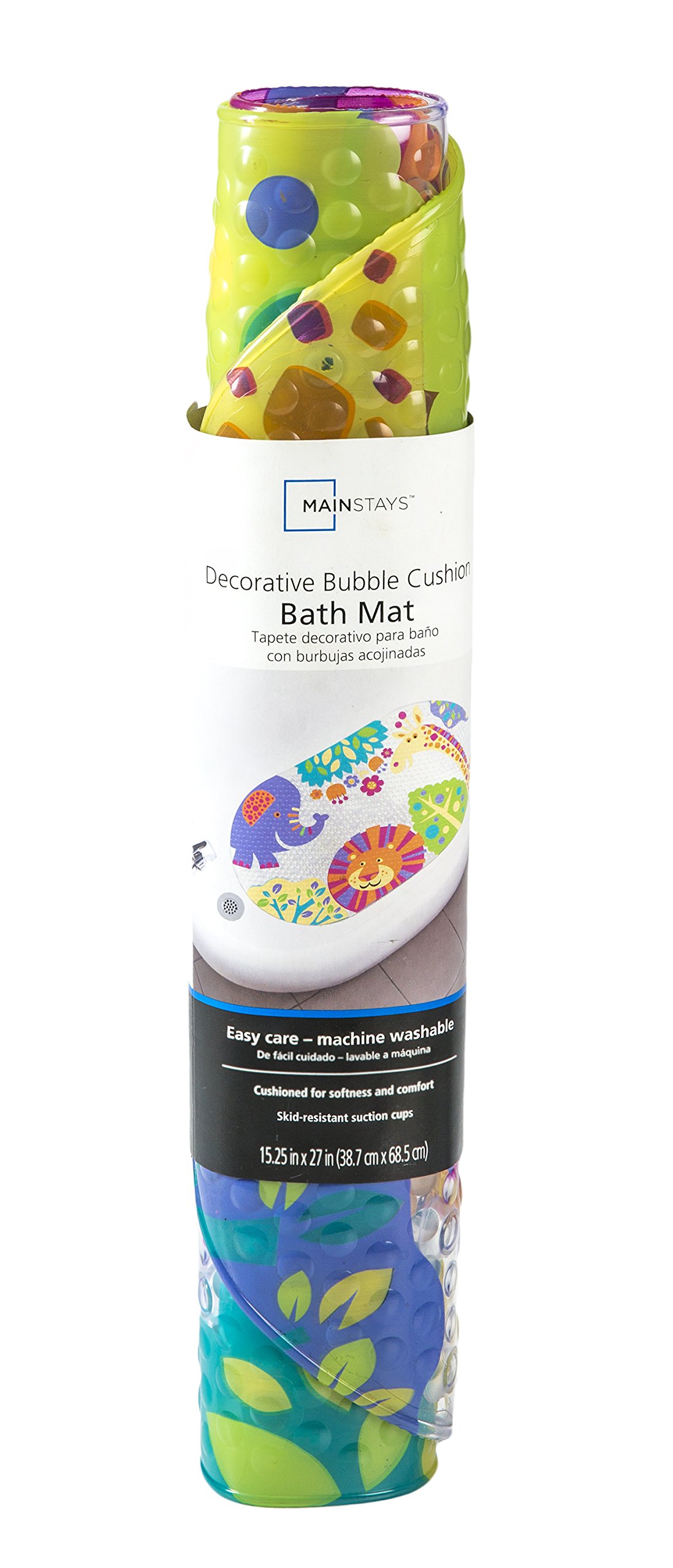Ginsey Home Solutions Idea Factory Zoo Pals Non-Slip Bath Mat - 100% BPA, Latex, Phthalate & Lead Free - Easy to Clean & Comfortable for Kids' Bathroom Safety - Perfect for Nursery, Toddler Bath Time & Pet-Friendly Homes