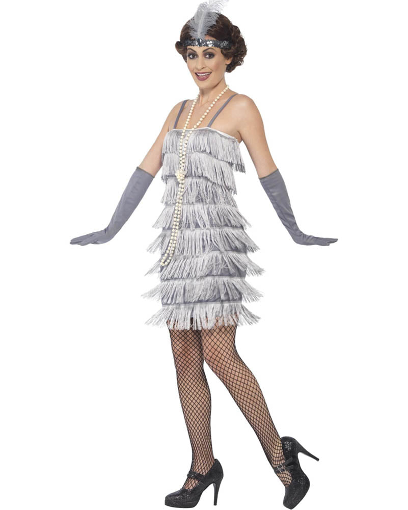 Vintage 1920s Silver Flapper Dress for Women - Roaring 20s Gatsby Party Costume & Halloween Outfit