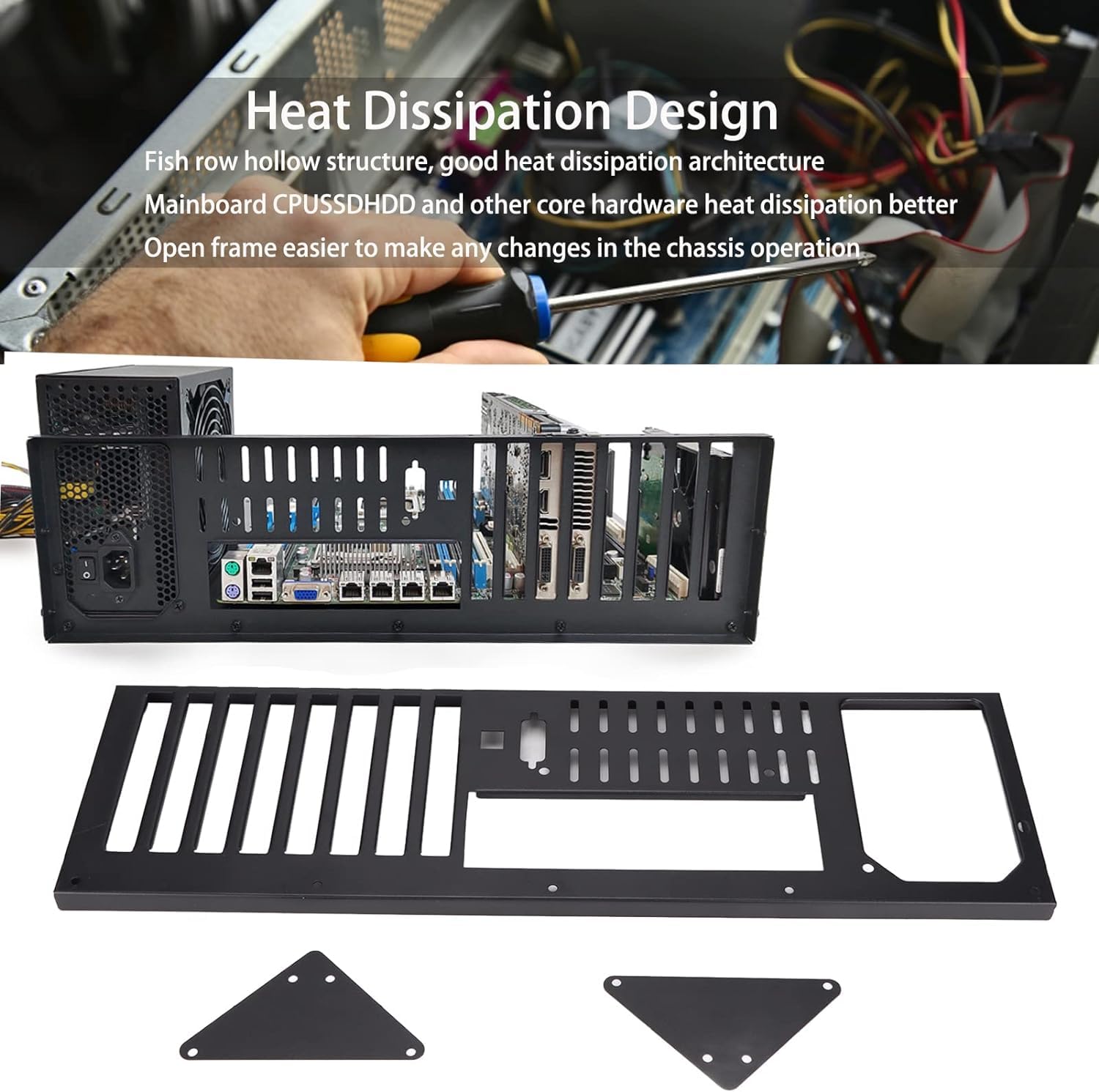 DIY ATX Open Frame Gaming PC Case - 305x245mm Motherboard Bracket & Mining Rig Chassis for Custom Builds | Perfect for Gaming Setups, Crypto Mining & PC Modding