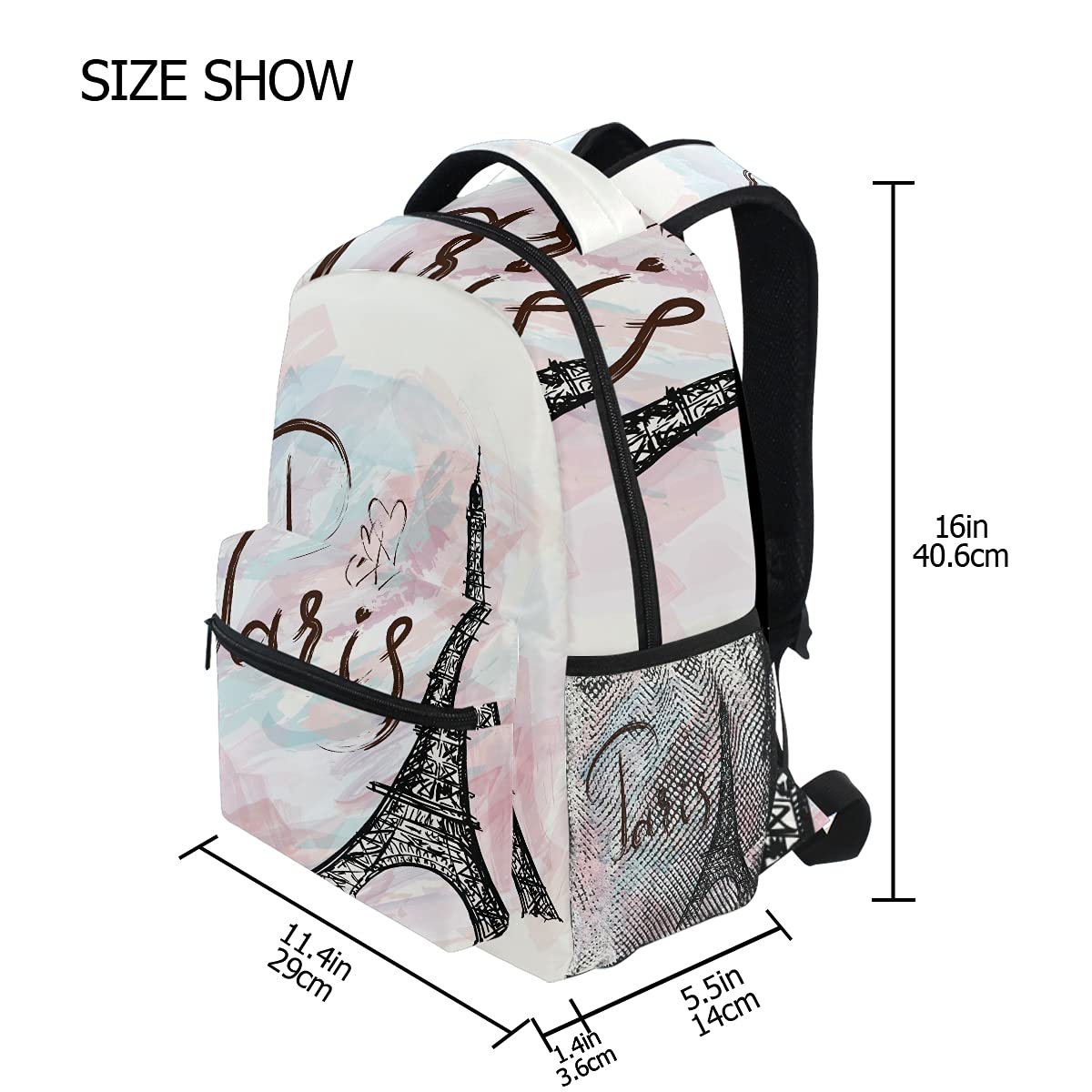 ALAZA Romantic Paris Eiffel Tower Backpack for Girls & Boys - Cute School Bookbag for Elementary Teens, Durable Laptop Daypack for Travel, College & Daily Use