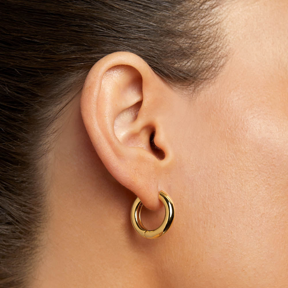 Gold Midi Curve Hoop Earrings for Women - Trendy Chunky Hollow Hoops - Perfect for Everyday Wear, Date Night & Office Outfits