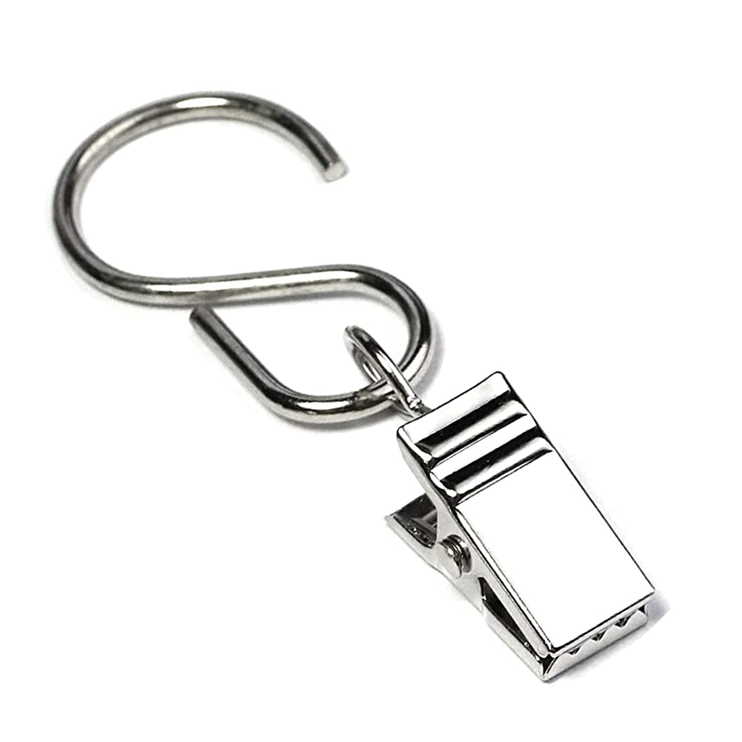 Stainless Steel S Hook Clips for Curtains, Photos & Crafts - 20 Pack Silver Hanging Clips for Home Decor | Perfect for Hanging Plants, Wall Art & DIY Projects