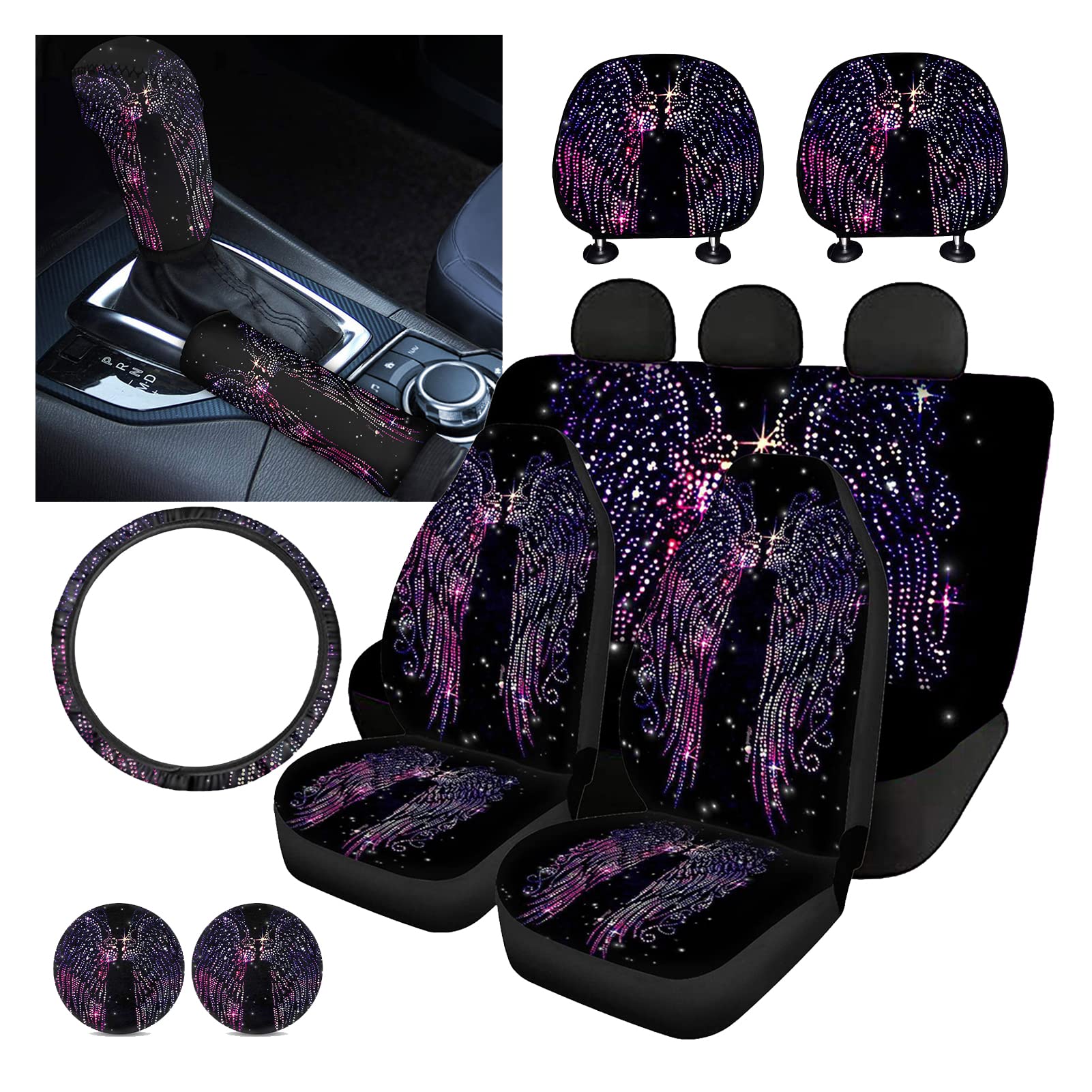 Universal Car Seat Cover Set with Steering Wheel Cover - for SUV & Sedan Protection
