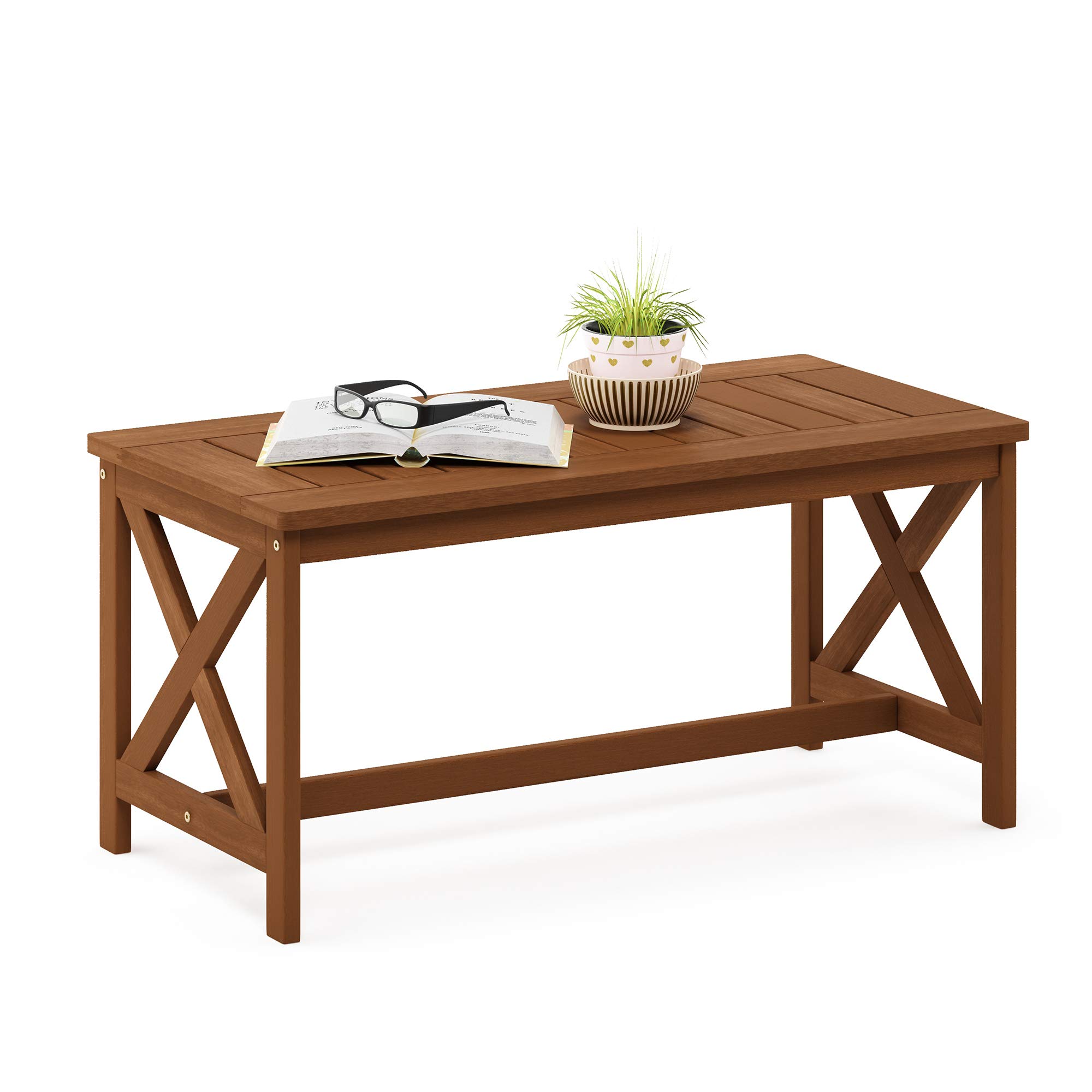 Furinno FG18111 X-Leg Natural Coffee Table - Modern Living Room Furniture for Small Spaces, Home Decor & Office Use