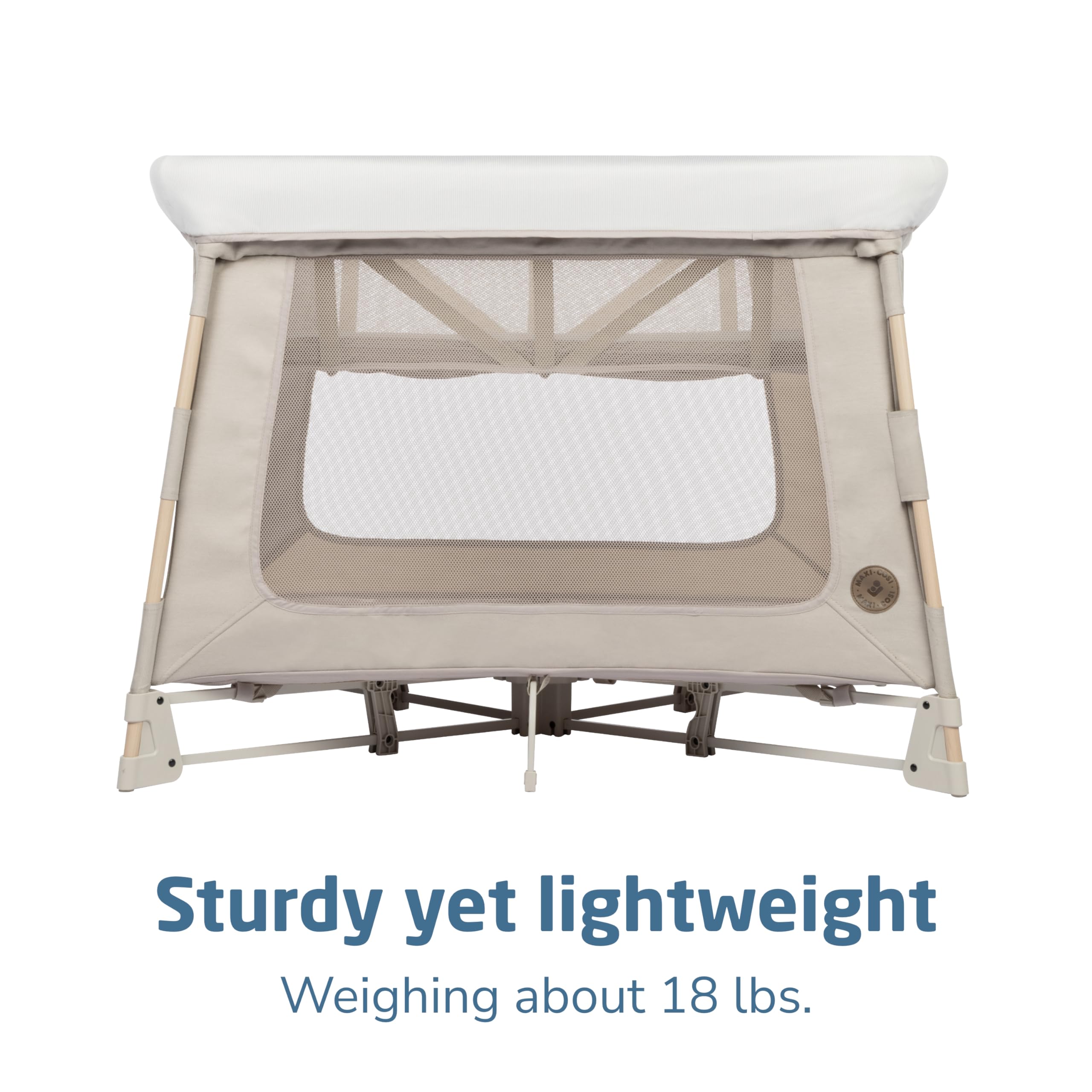 Maxi-Cosi Swift Baby Playpen with Mat - Portable Play Yard for Infants & Toddlers, Includes Bassinet & Pack 'n Play - Classic Oat Color | Perfect for Home, Travel & Daycare Use