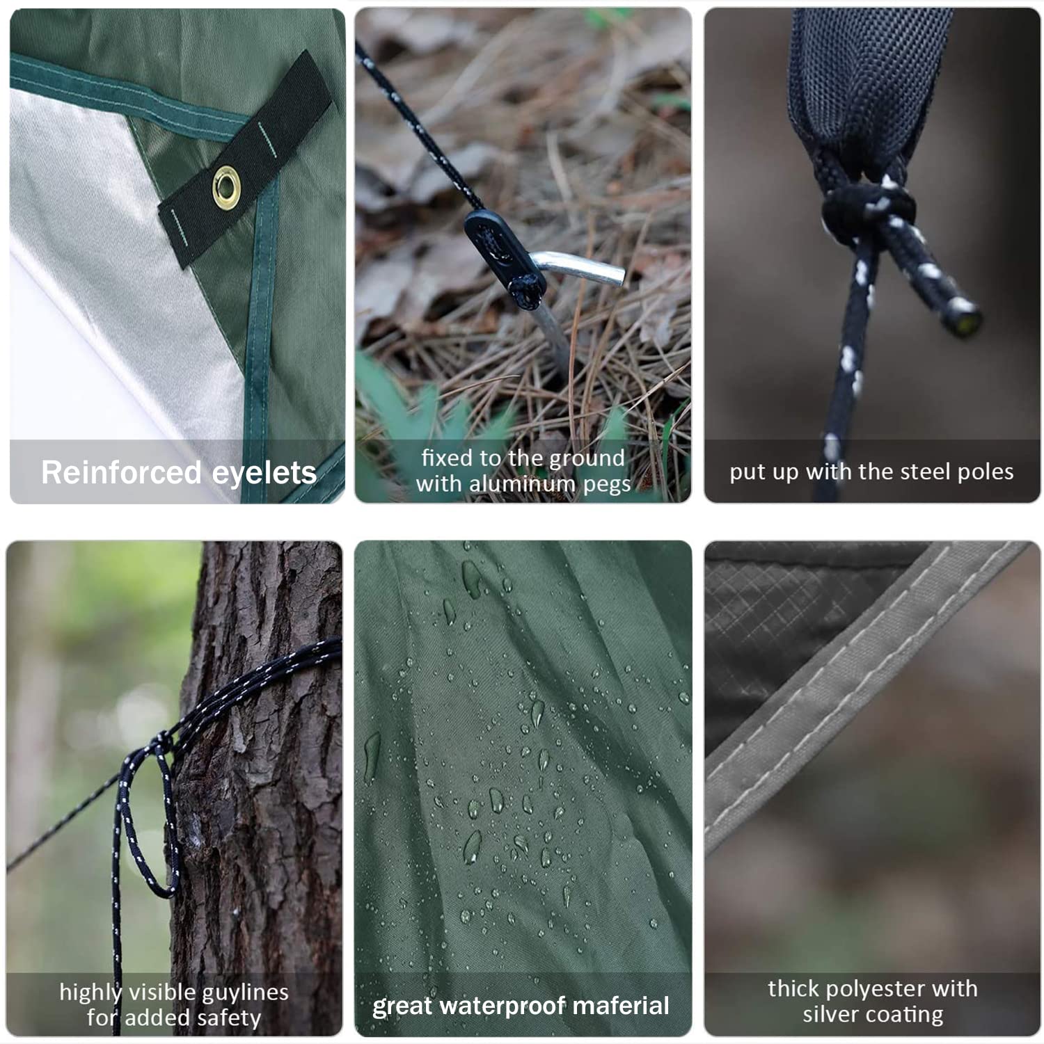 Premium Waterproof & UV Protection Tent Tarp - Lightweight Camping Shelter for Outdoor Adventures, Backpacking & Travel (Large Size, Gray, Rodless) - Perfect for Hiking, Beach Trips & Emergency Shelters