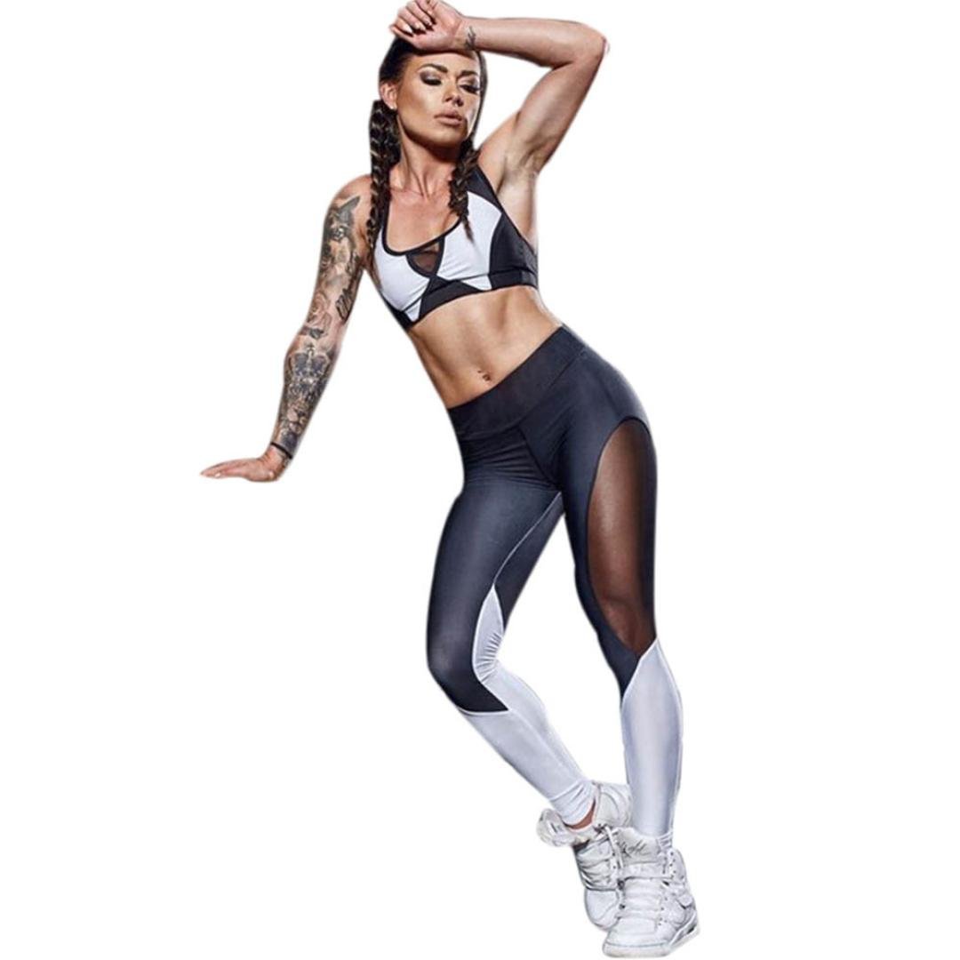 Bokeley Women's High Waist Yoga Pants with Mesh Cutout - Breathable See-Through Workout Leggings for Gym, Running & Fitness - Plus Size Activewear for Women