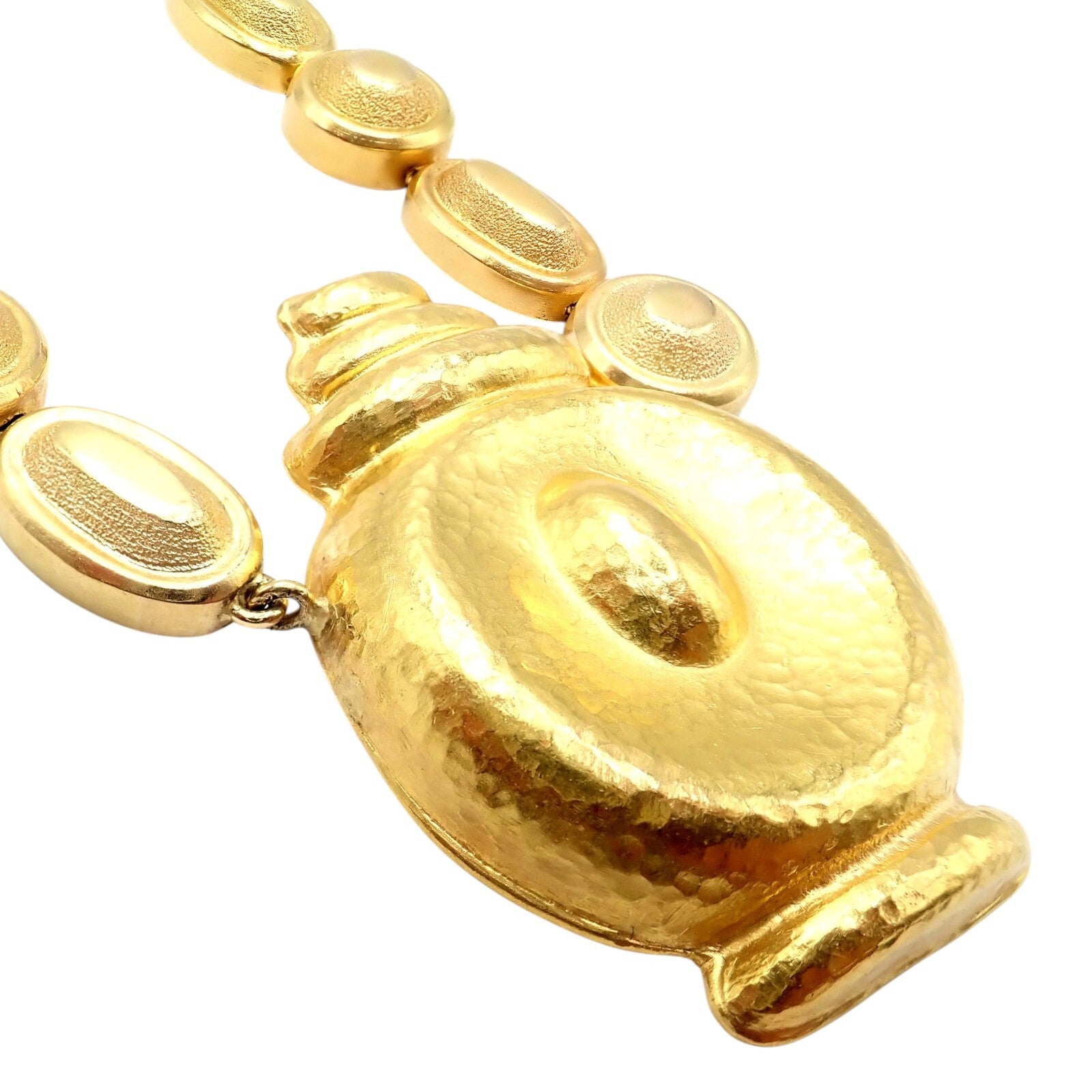 Vintage Estate Ilias Lalaounis 18k Yellow Gold Hammered Vase Necklace - Elegant Jewelry for Weddings, Parties & Special Occasions