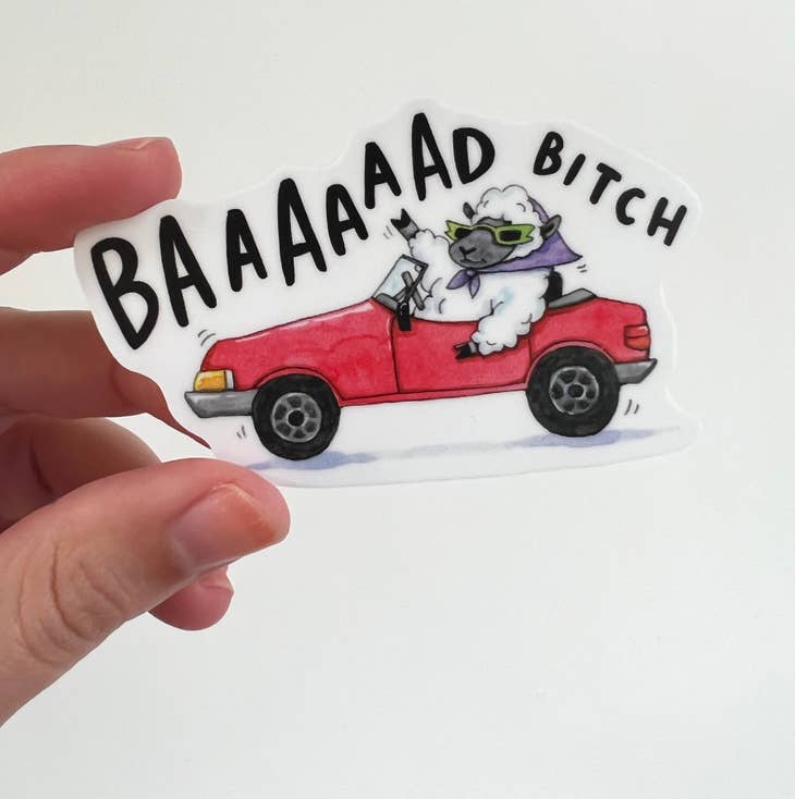 Bad Bitch Sheep Sticker - Funny Sarcastic Vinyl Decal for Laptops, Cars & Water Bottles - Unique Gift for Women & Girls