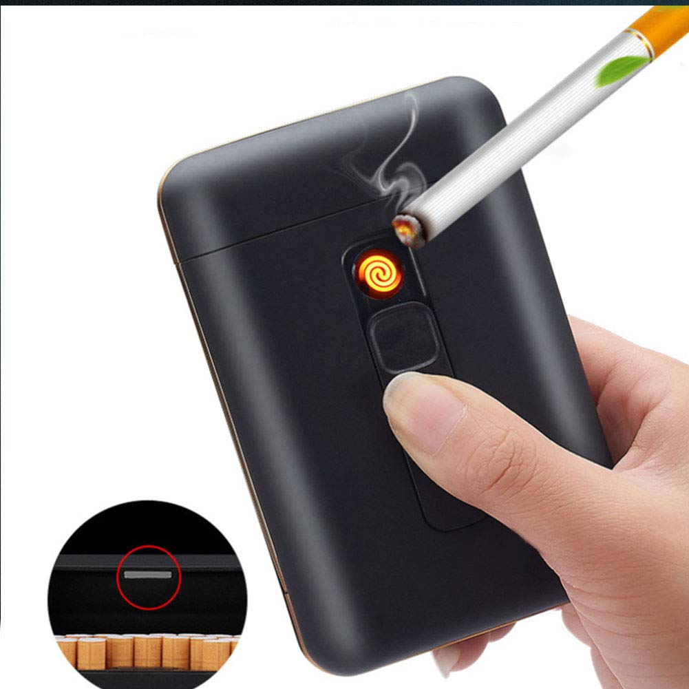 Premium Rechargeable Flameless Windproof Electric Lighter & Cigarette Case Combo - King Size Portable Pack Holds 20 Regular Cigarettes, USB Charging, 2-in-1 Design (Red) - Perfect for Travel, Camping, and Outdoor Smoking